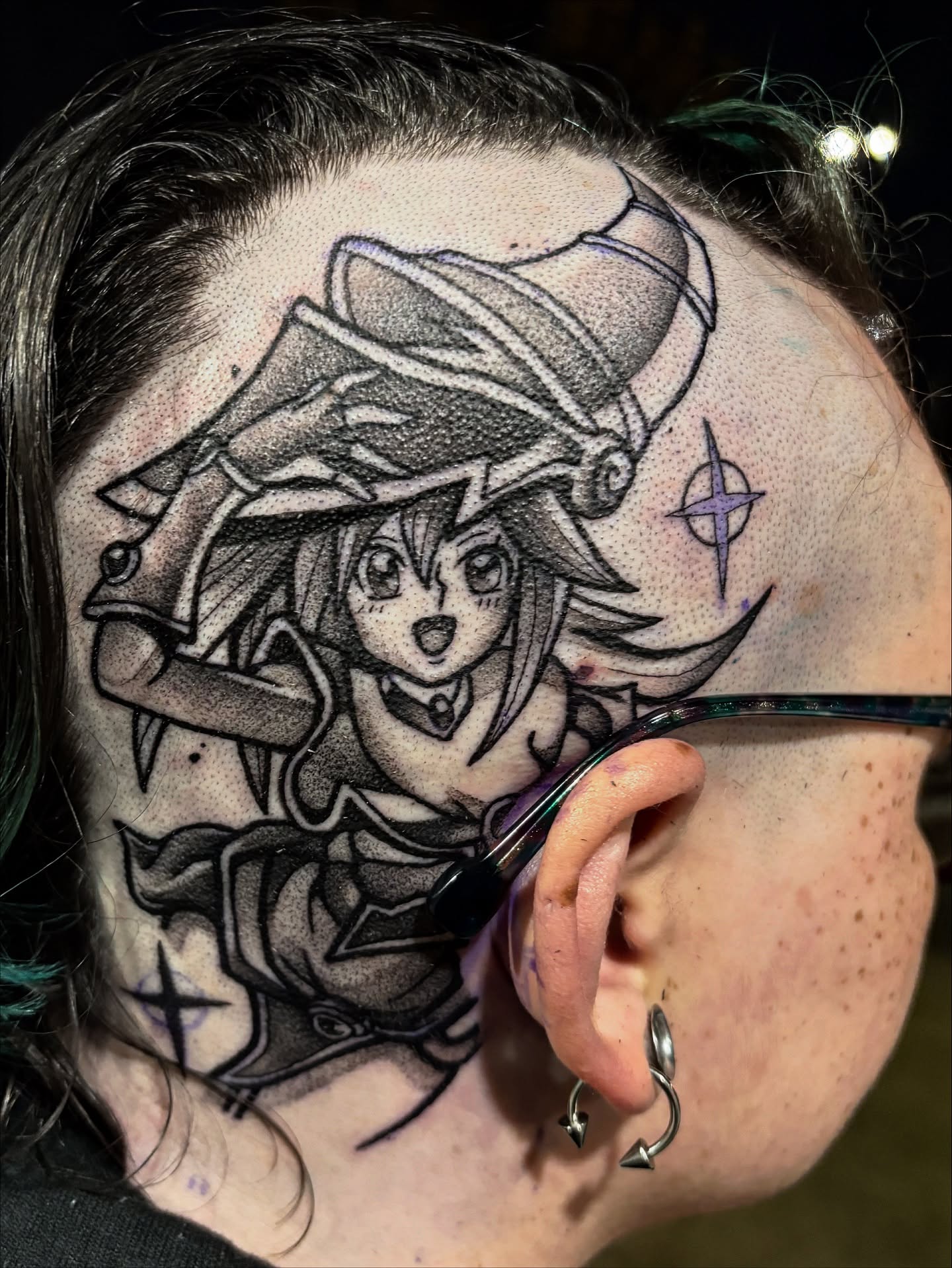 Tattoo by @hhaylayy — dotwork, anime