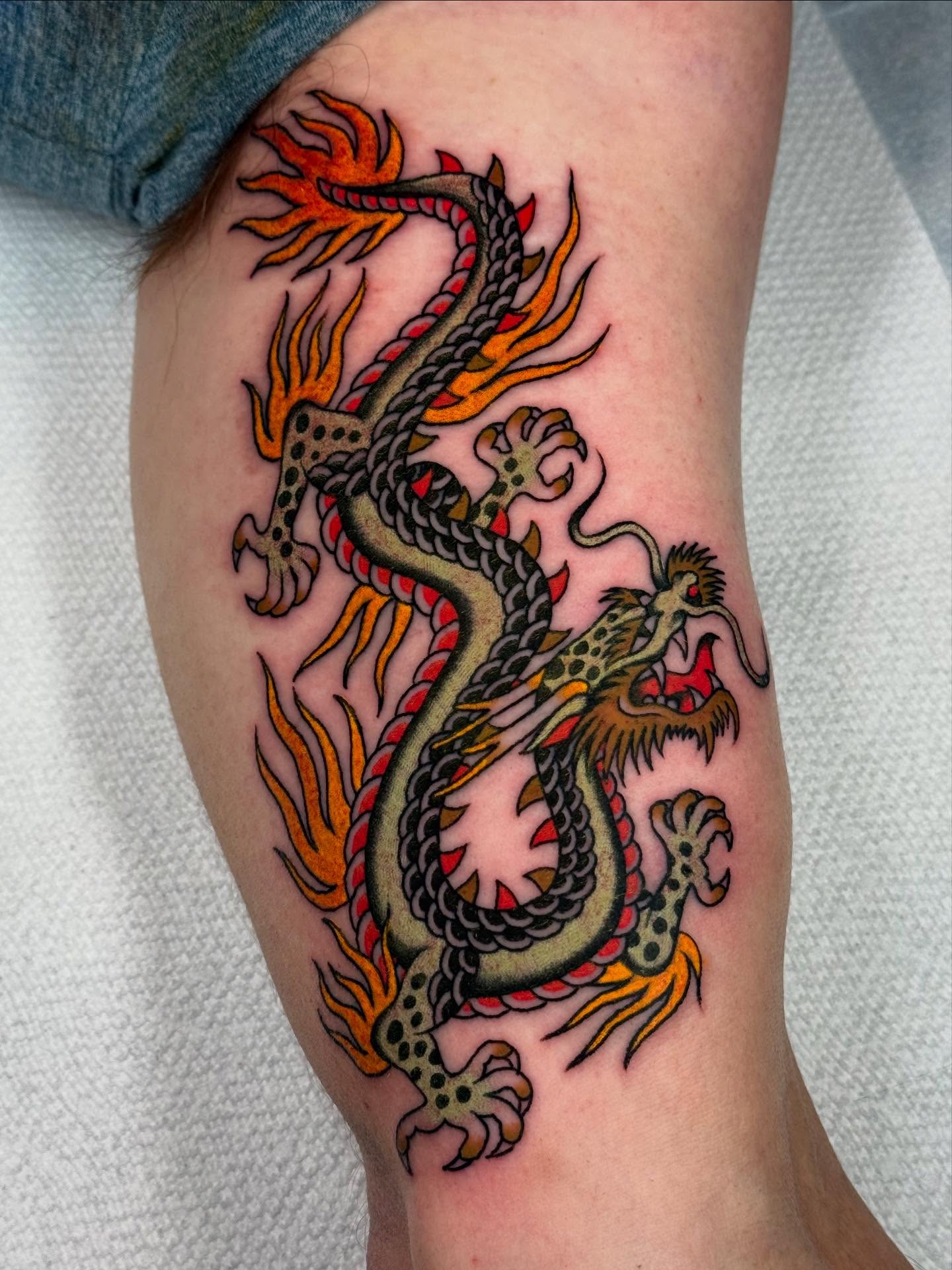 Dragon japanese irezumi tattoo on the forearm by Collin Rigsby, Minneapolis, Minnesota