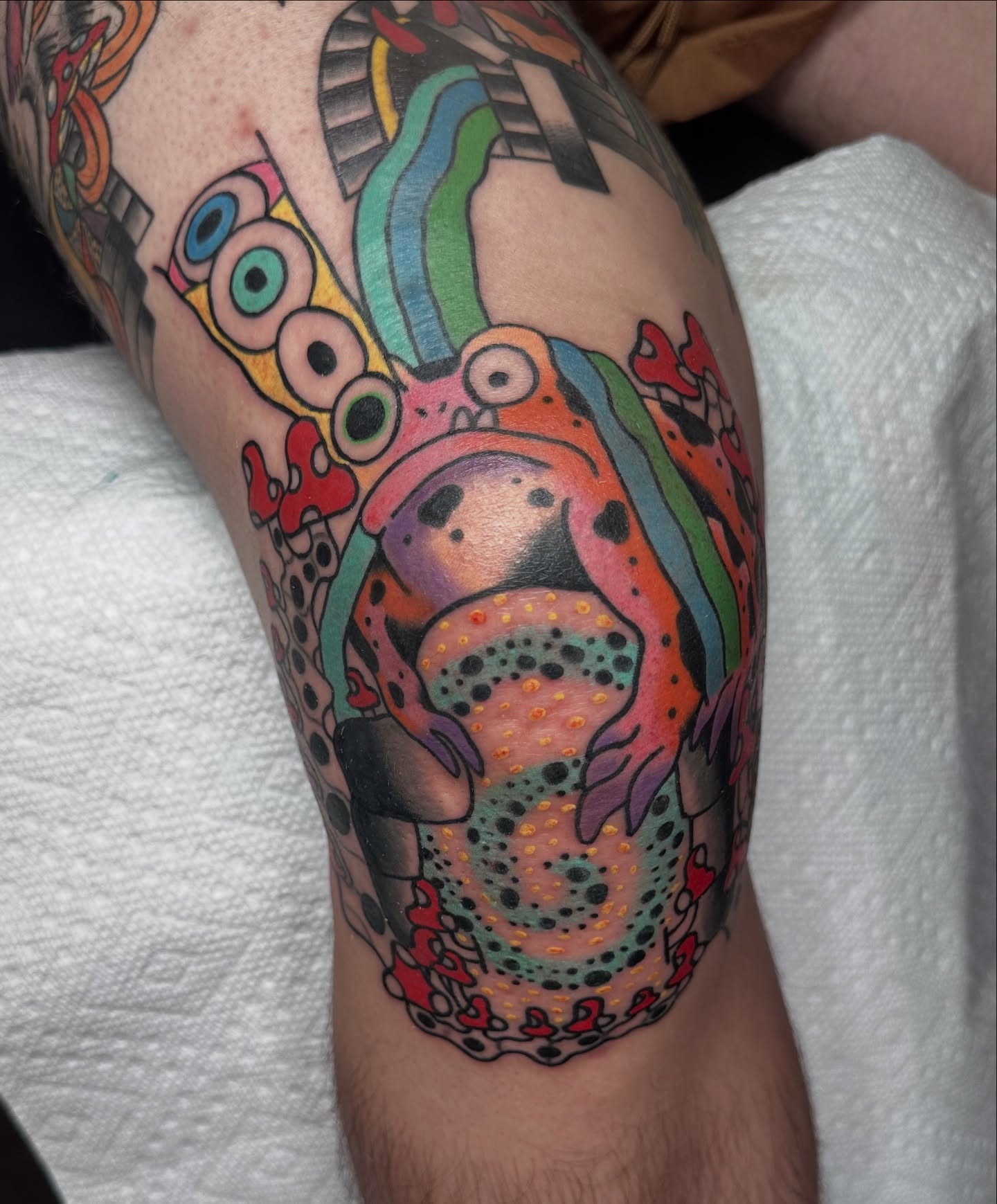 Tattoo by @toadtat2 — dotwork, new_school