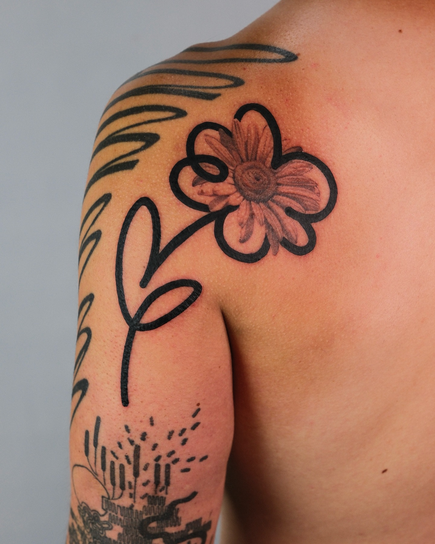 Tattoo by @wonkycube — black_and_grey