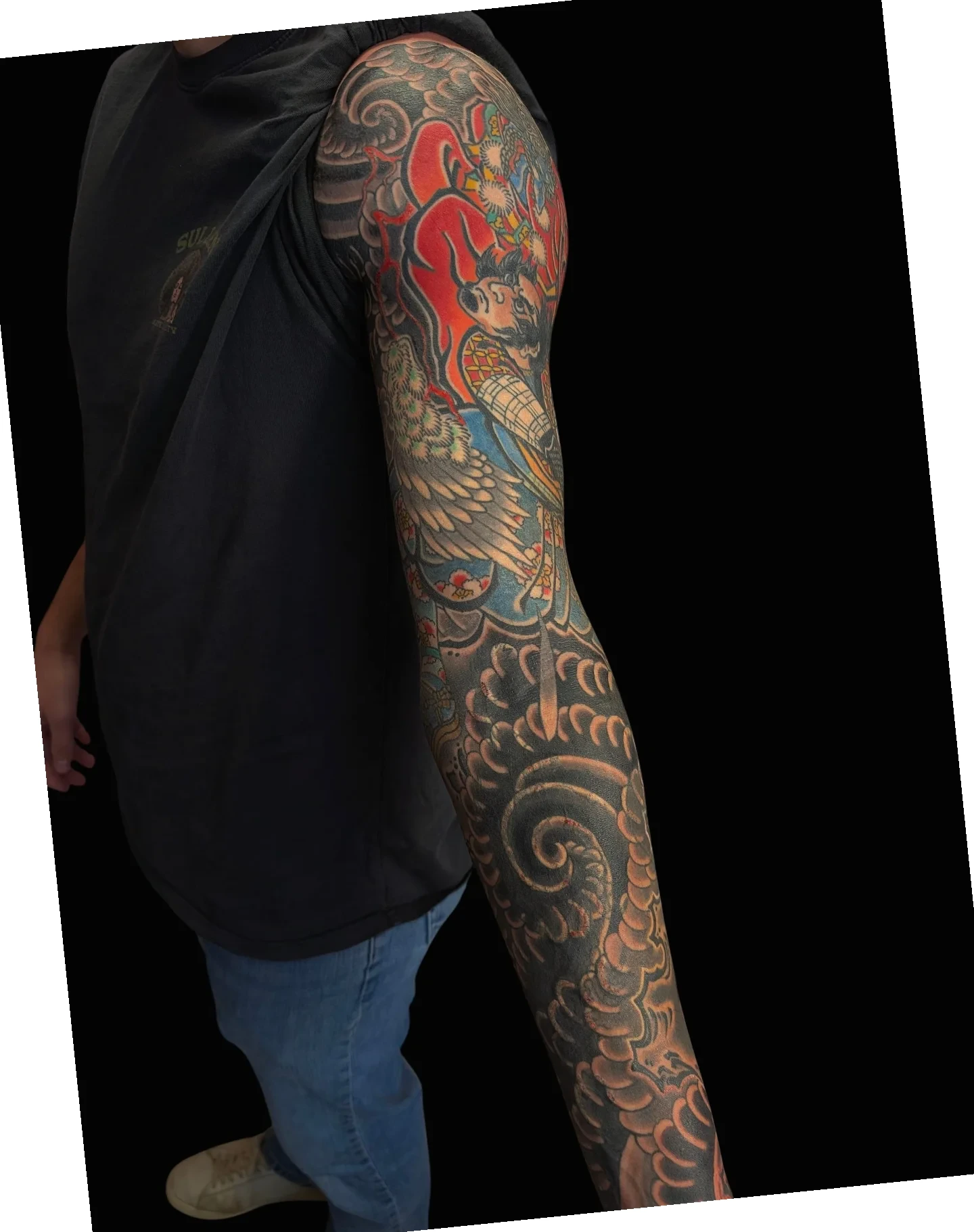 Samurai warrior japanese irezumi tattoo on the upper arm by Angela Mukai