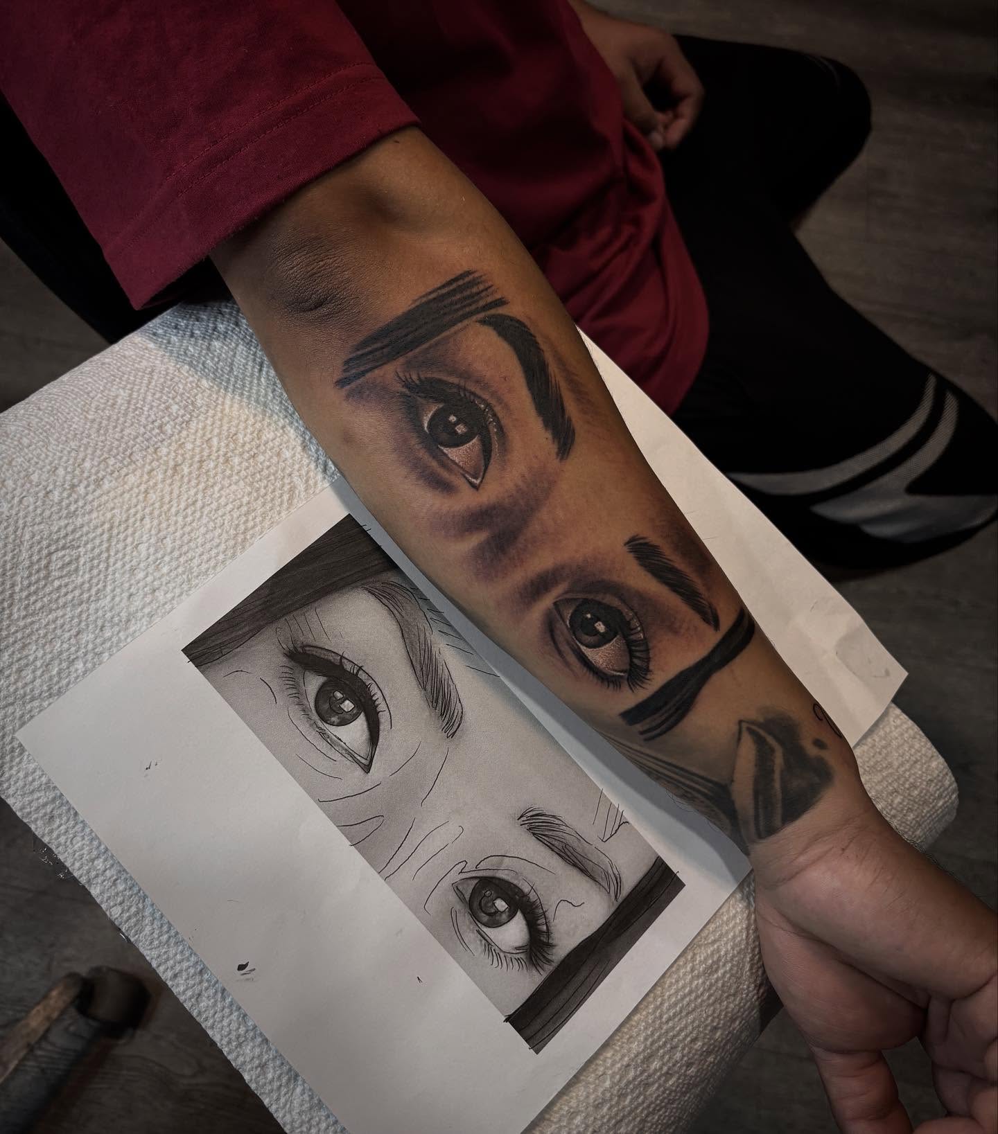 Eyes realism tattoo on the forearm by michael