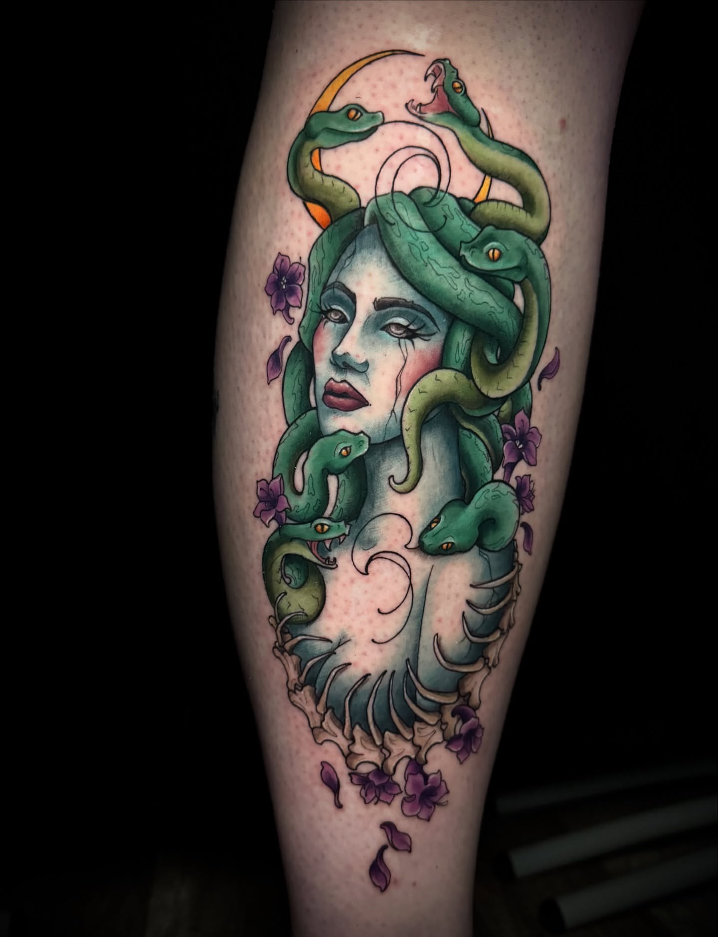 Medusa neo-traditional tattoo on the forearm by M A D I E I N S P A N I E R π¦ tattoos