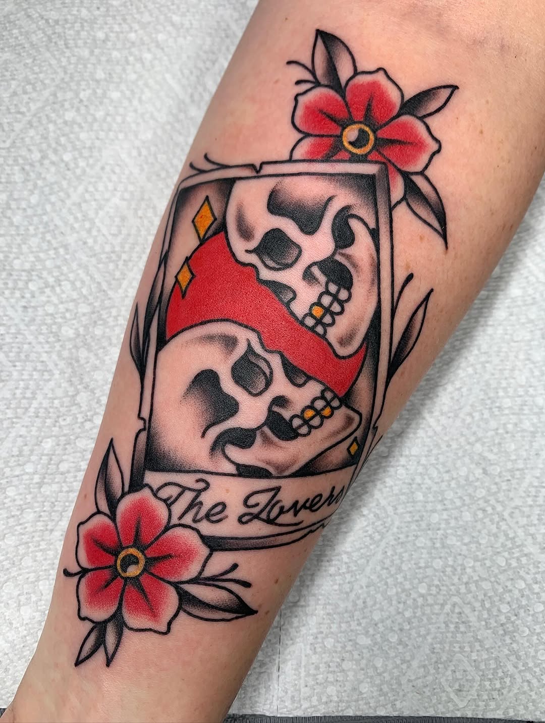 Tattoo by @aprilflowerstattoo โ american_traditional, lettering_script