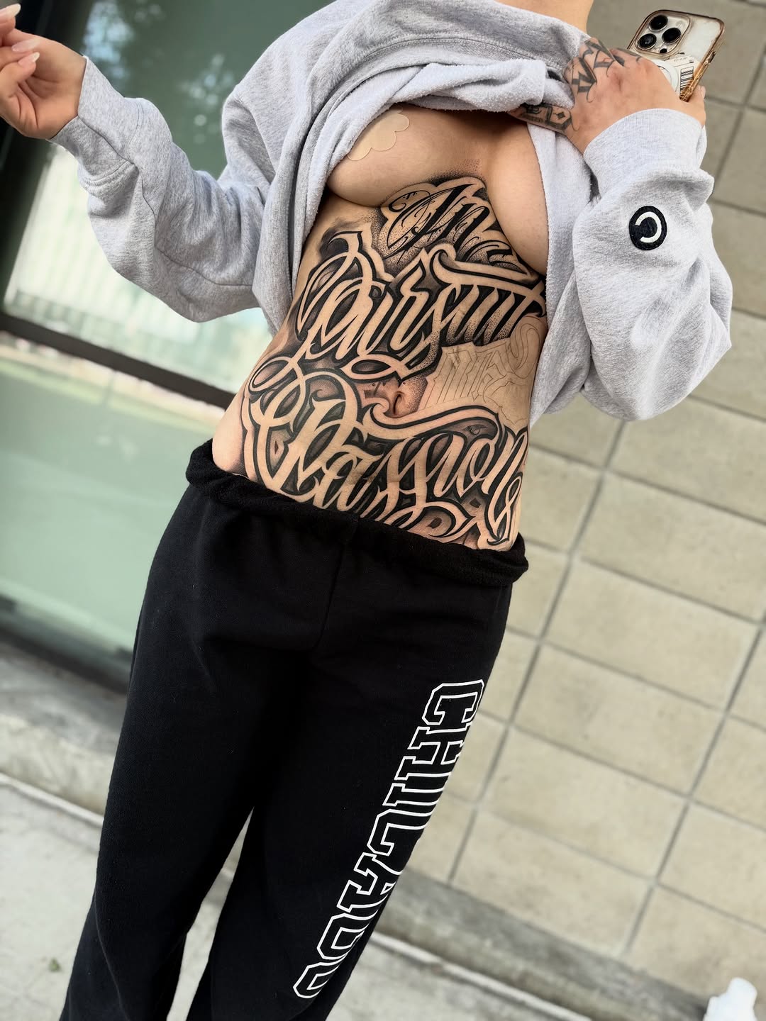 Tattoo by @aleckzi_ramos — lettering_script, chicano
