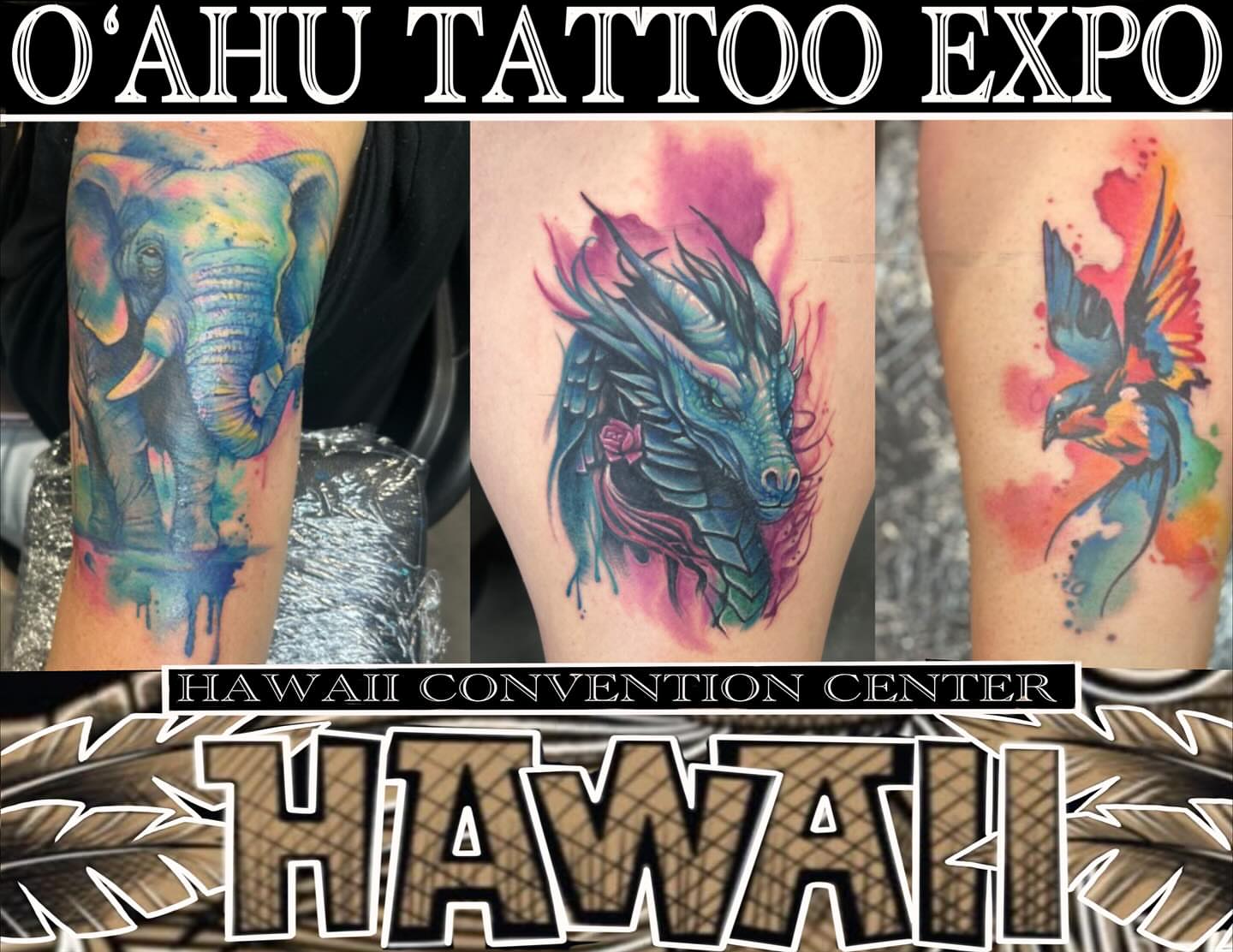 Watercolor elephant watercolor tattoo on the upper arm by Ayanna Luna