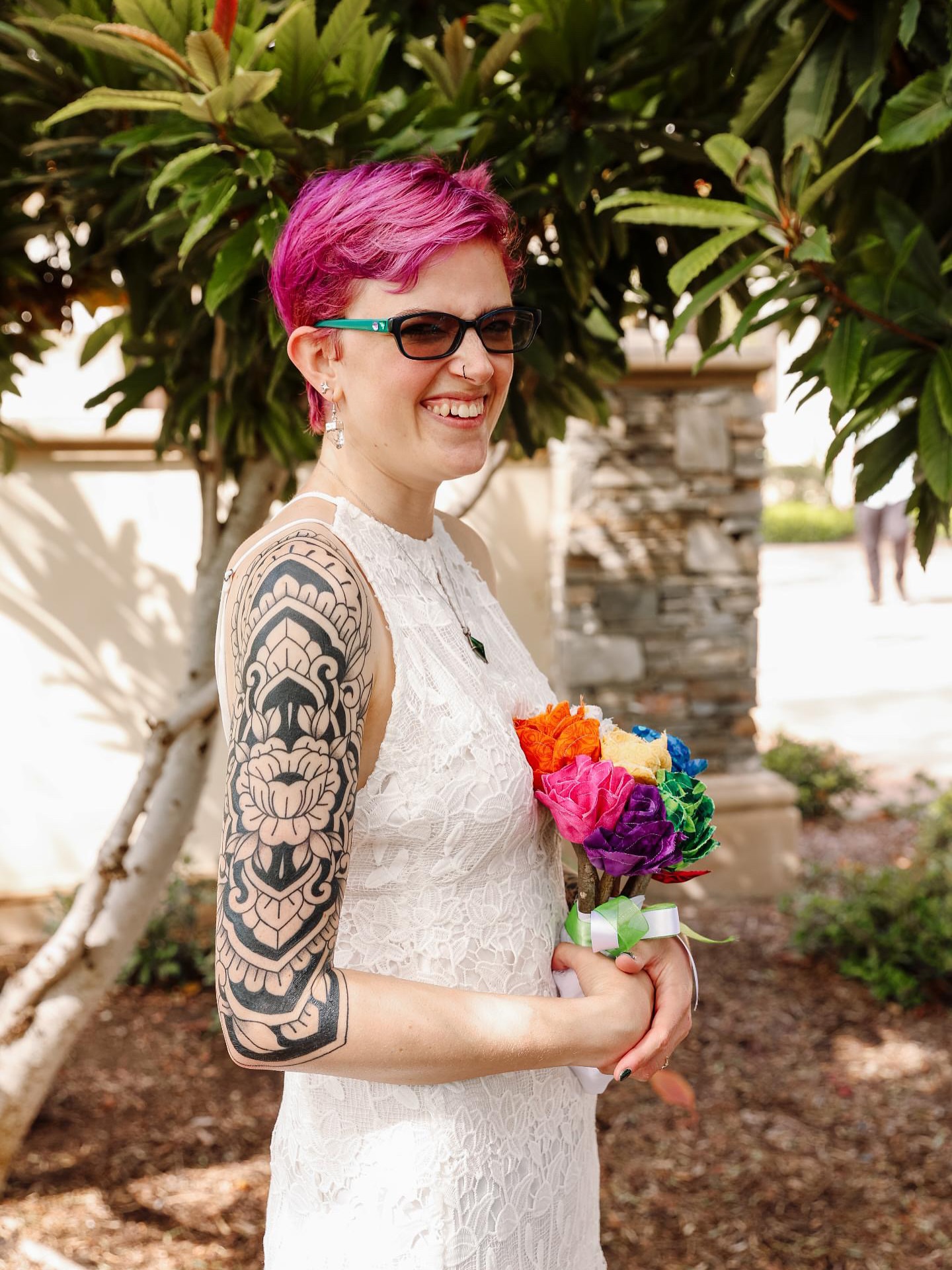 Floral mandala American traditional tattoo on the forearm by Storm Smith