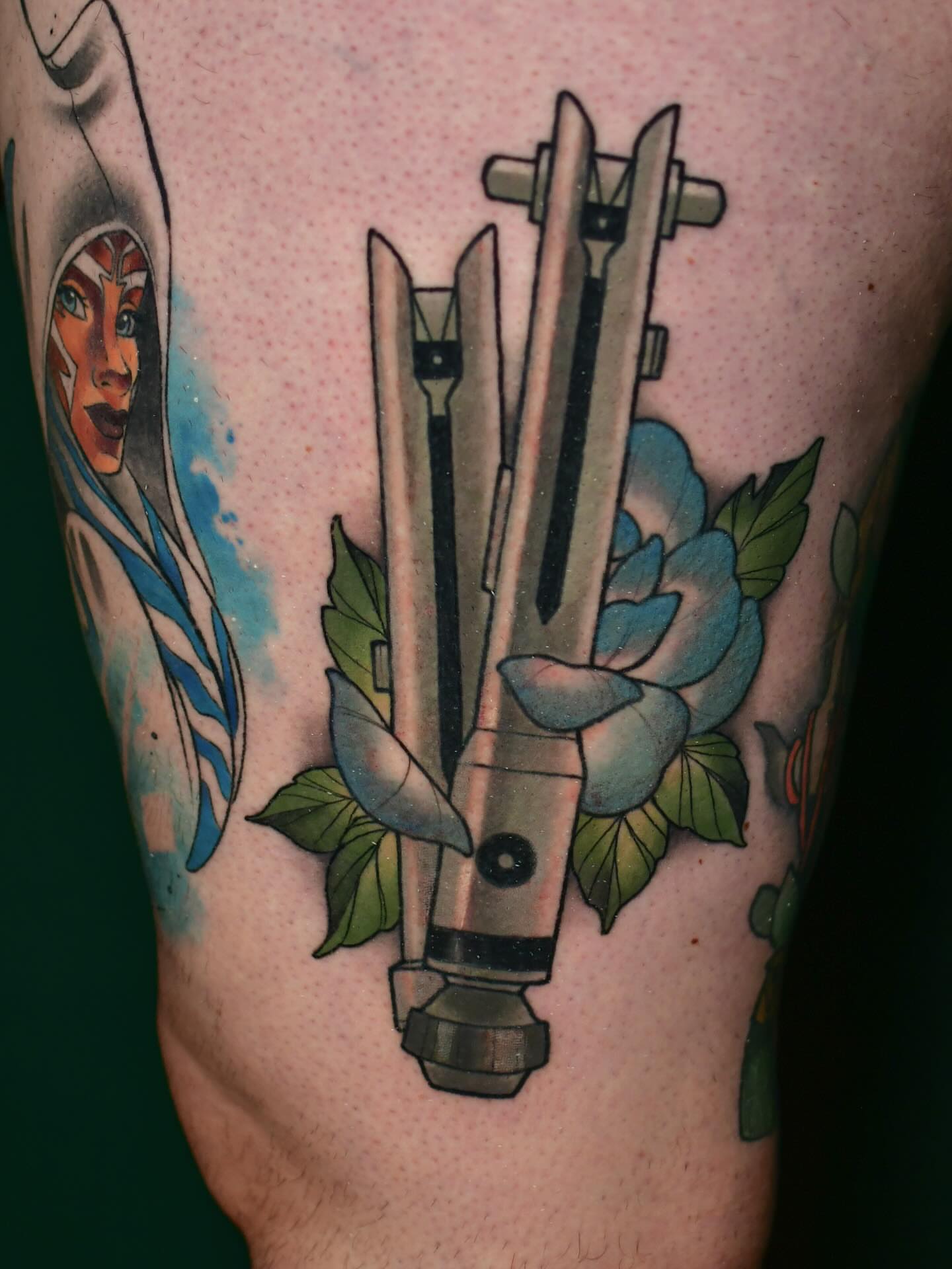 Rocket launcher American traditional tattoo on the thigh by Karina πΌ Orange County Tattoo Artist