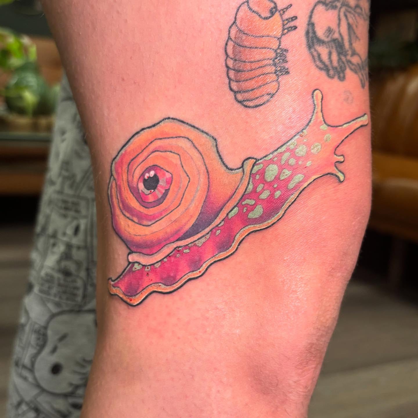 Snail realism tattoo on the forearm by Rachel Foster