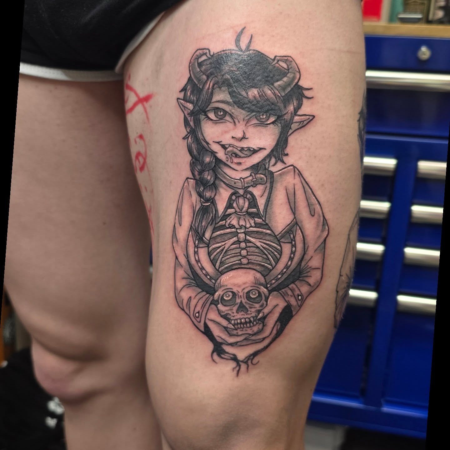 Tattoo by @foxkidstattoos — black_and_grey, realism