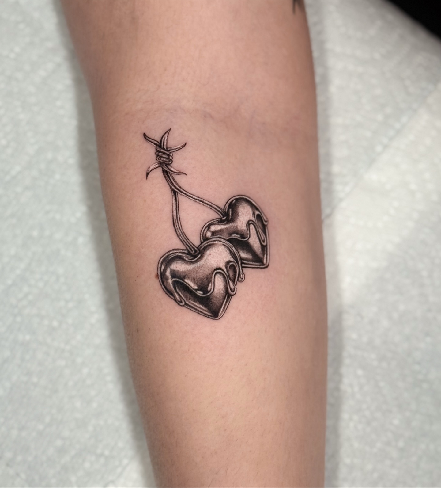 Broken hearts black and grey tattoo on the forearm by Miami Tattoo Artist, Miami, Florida