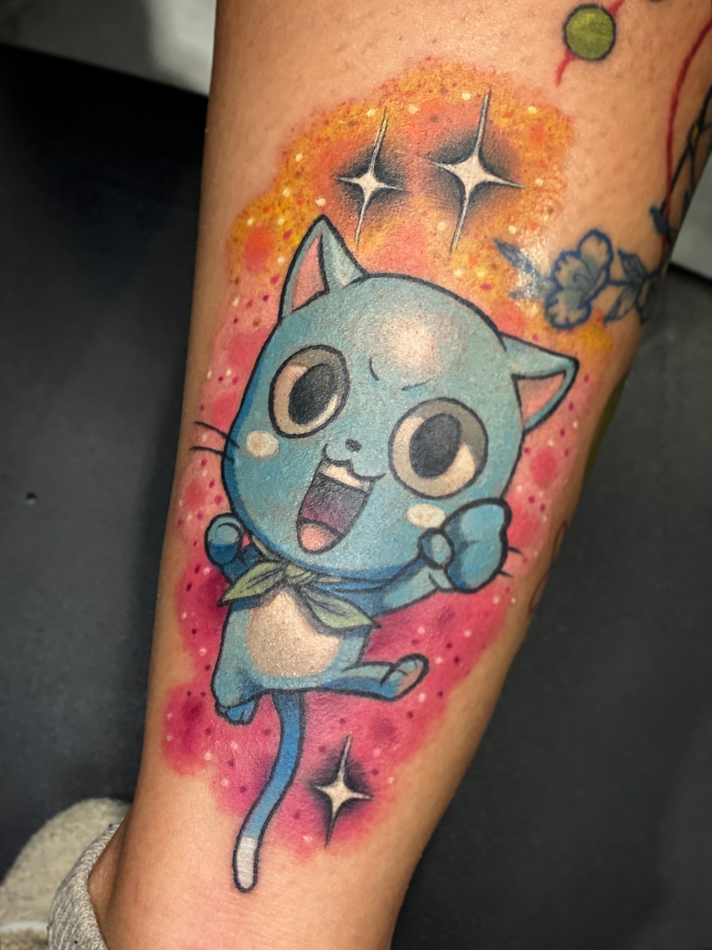 Cat dotwork tattoo on the forearm by Seth Mullin, Hemet, California
