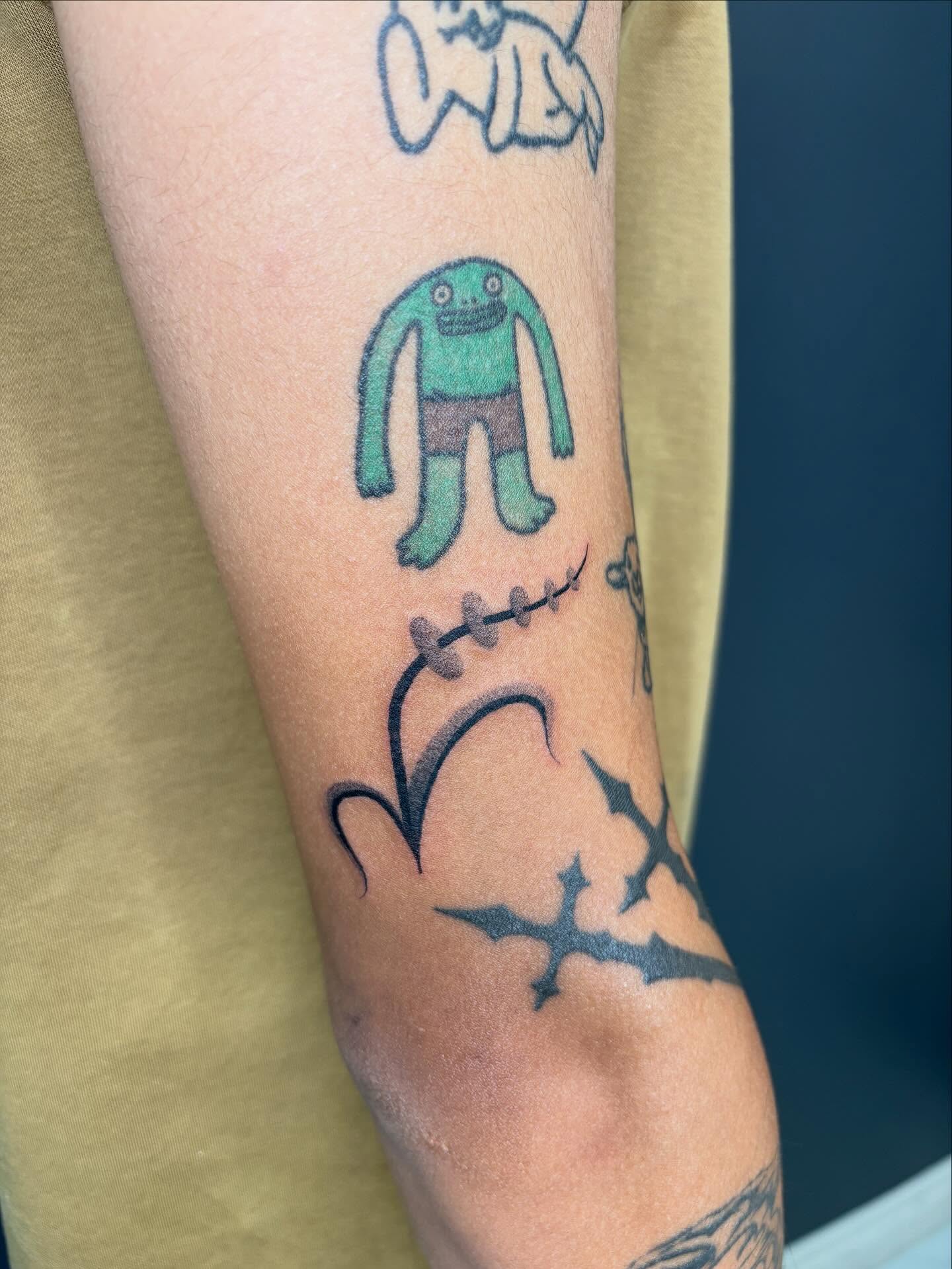 Monster dotwork tattoo on the forearm by ꜱʜɪʀʟᴇʏ
