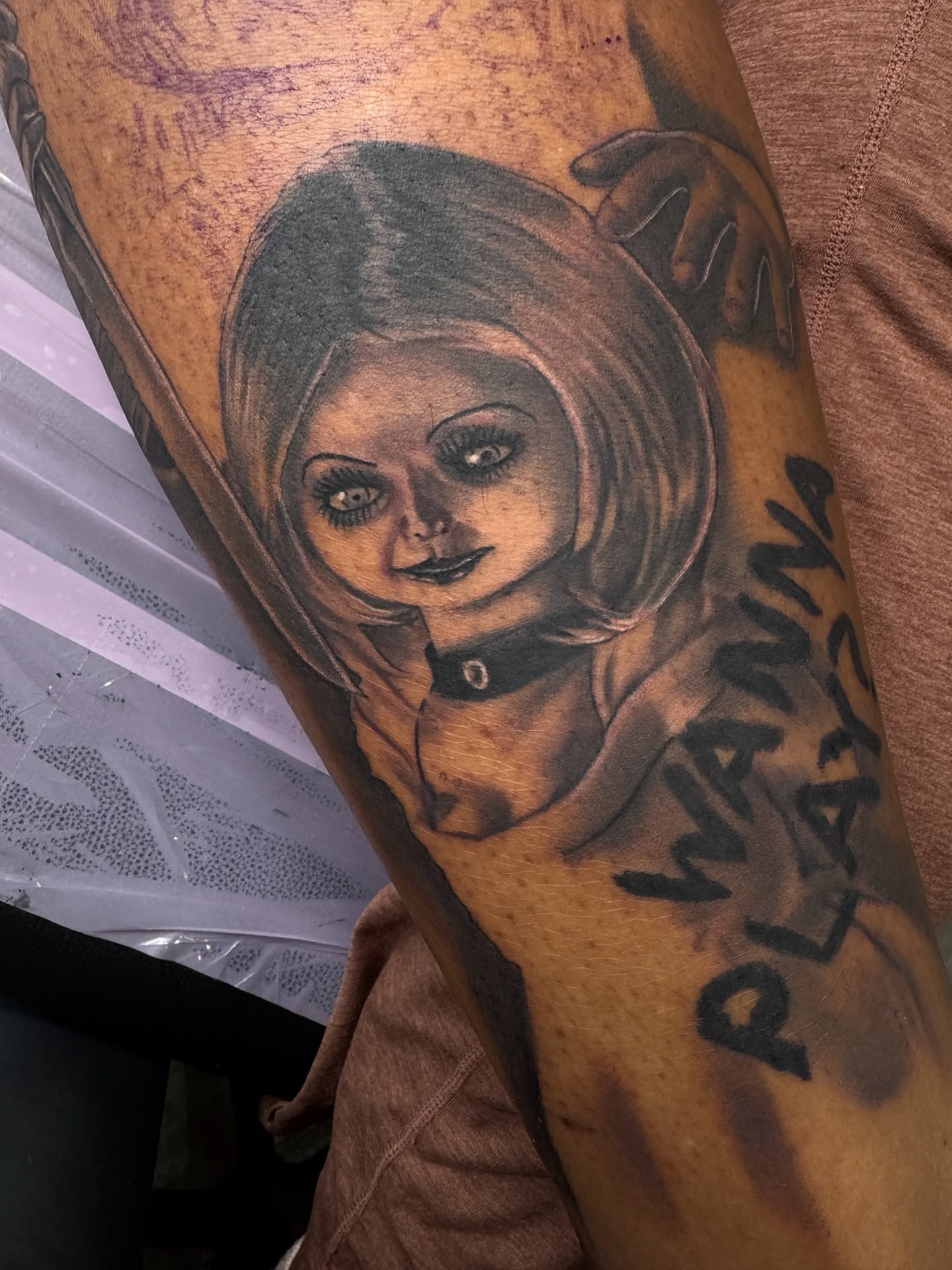 Doll realism tattoo on the forearm by Visionary🌌
