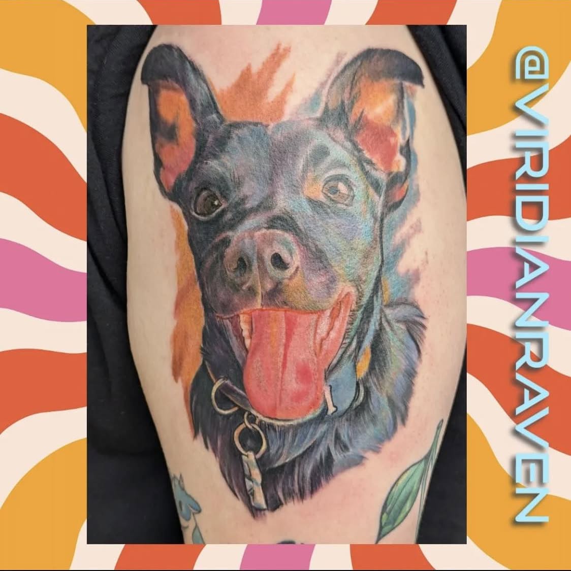 Dog realism tattoo on the forearm by Brie Marie