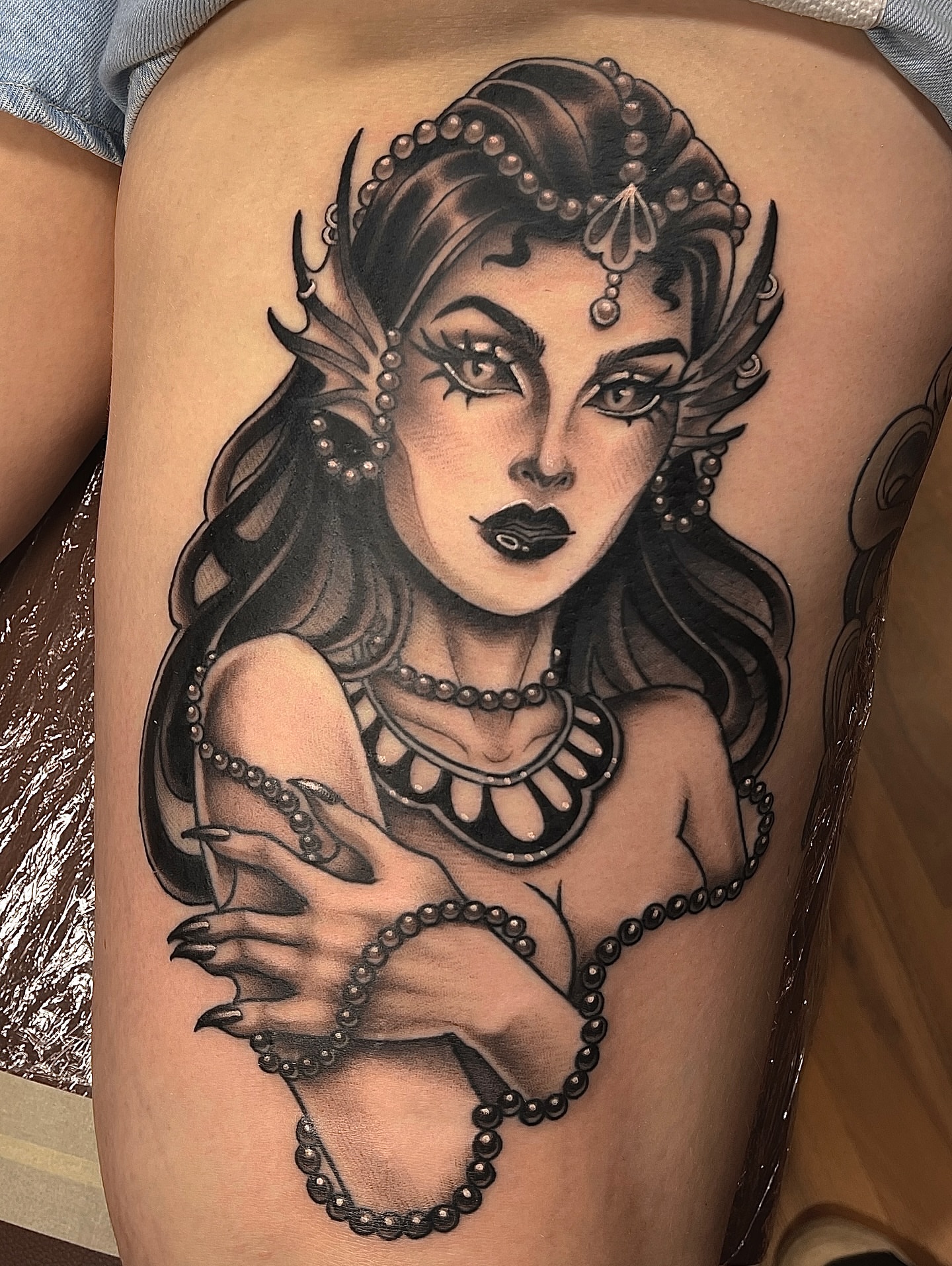 Tattoo by @corracarmine — black_and_grey, realism
