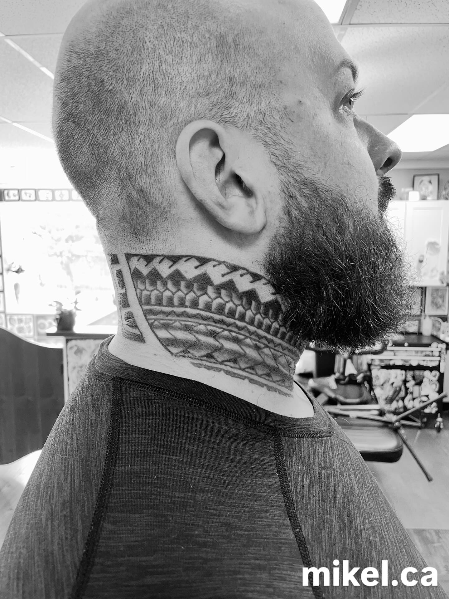 Tribal necklace tribal tattoo on the neck by mikel_tattoosangha