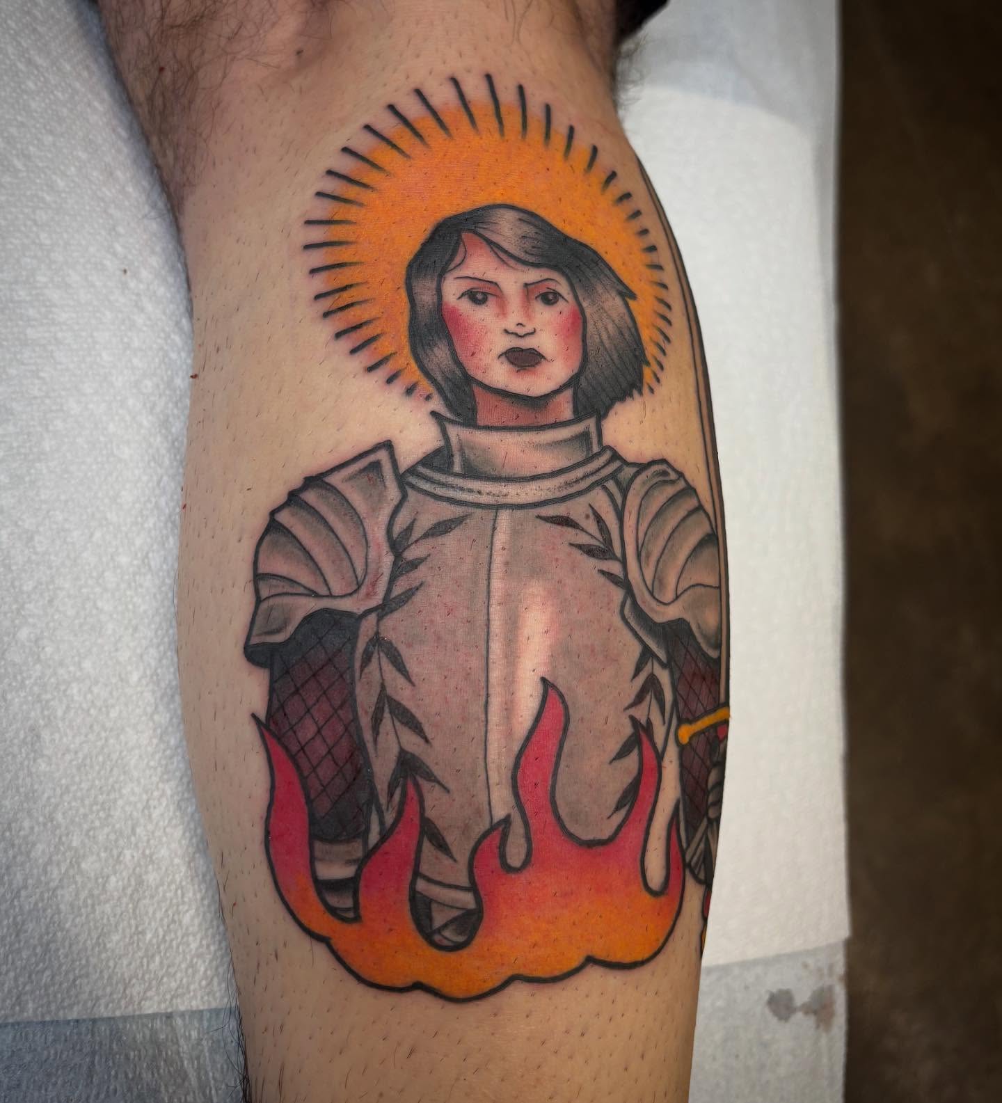 Astronaut American traditional tattoo on the forearm by Brandi ⛓, Detroit, Michigan