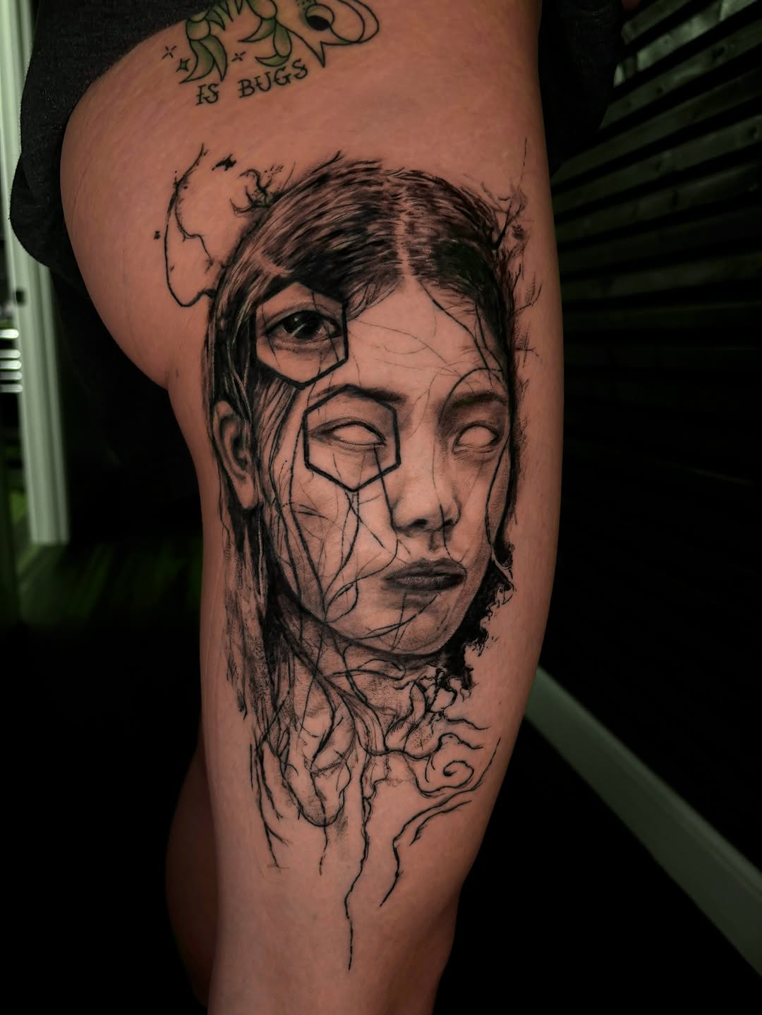 Tattoo by @profound.desires — black_and_grey, dark_realism