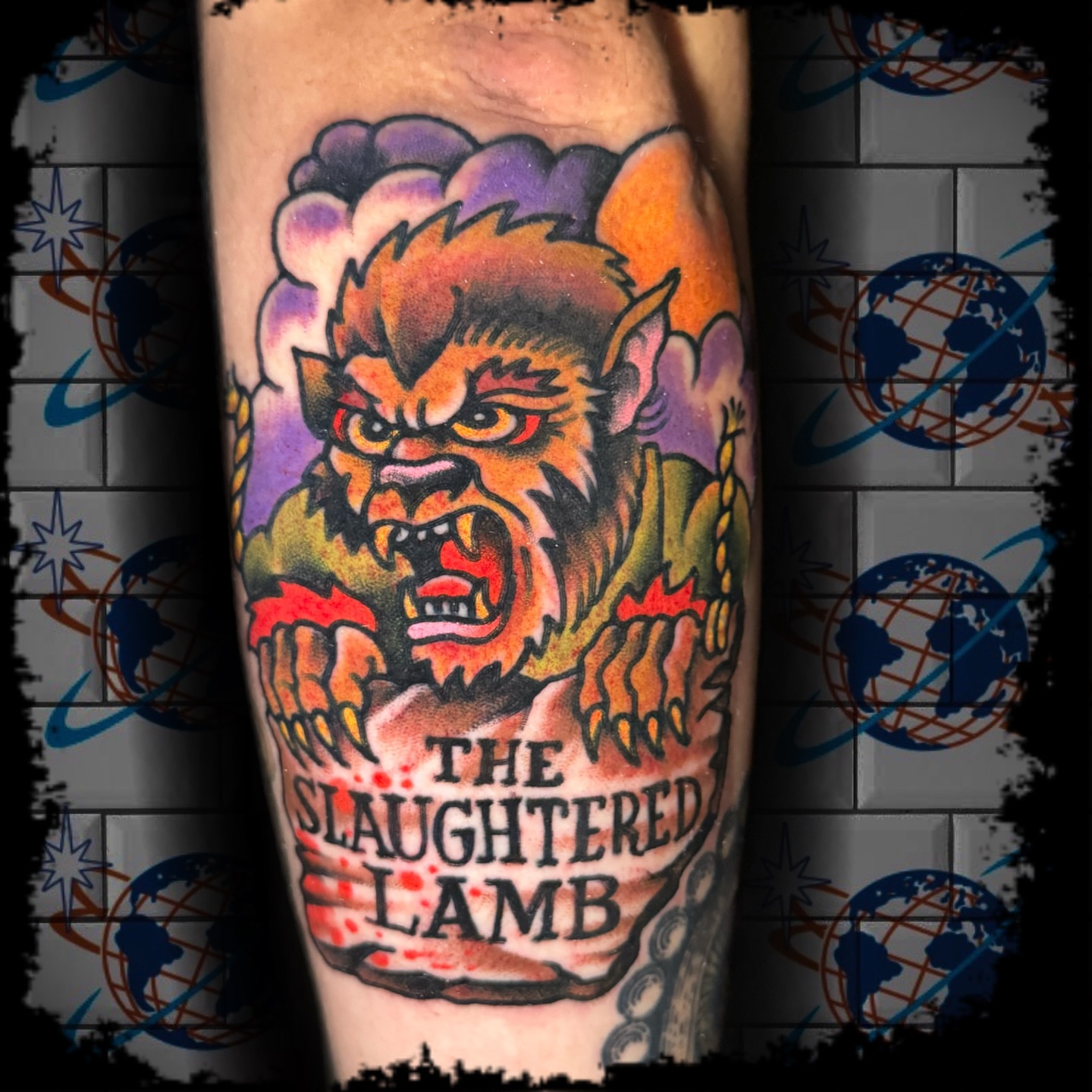 Angry beast American traditional tattoo on the forearm by Antonio DeCaro