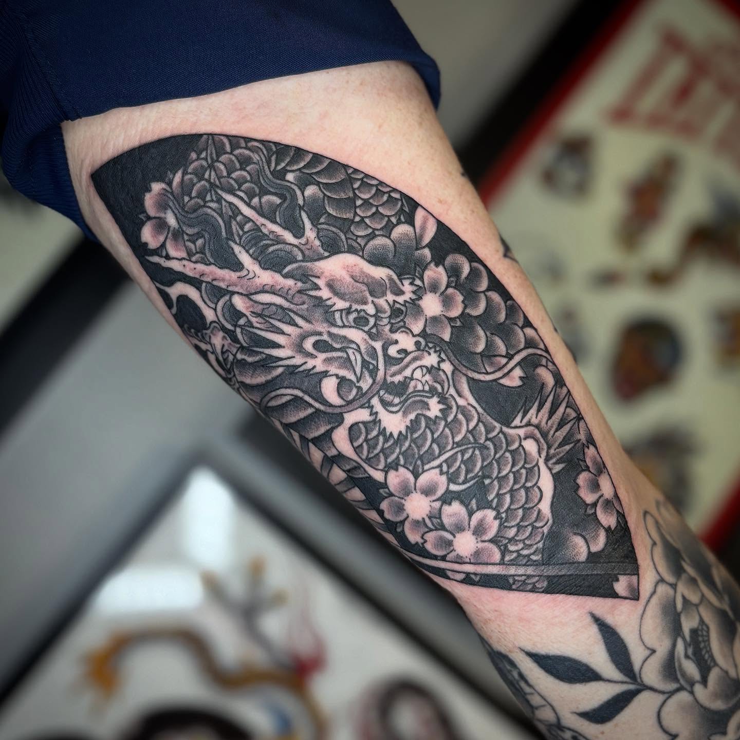 Tattoo by @aleenahkentattoo — black_and_grey, japanese_irezumi