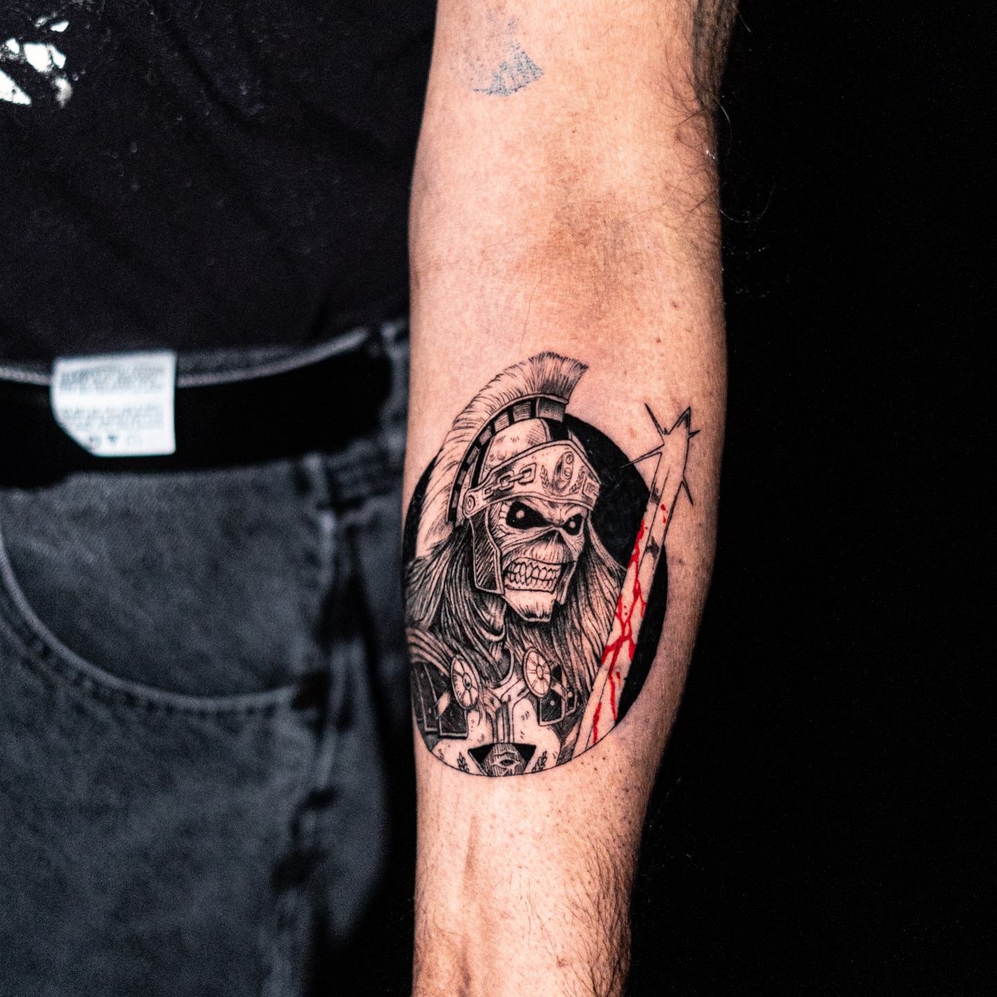 Skeleton warrior realism tattoo on the forearm by James Jurado