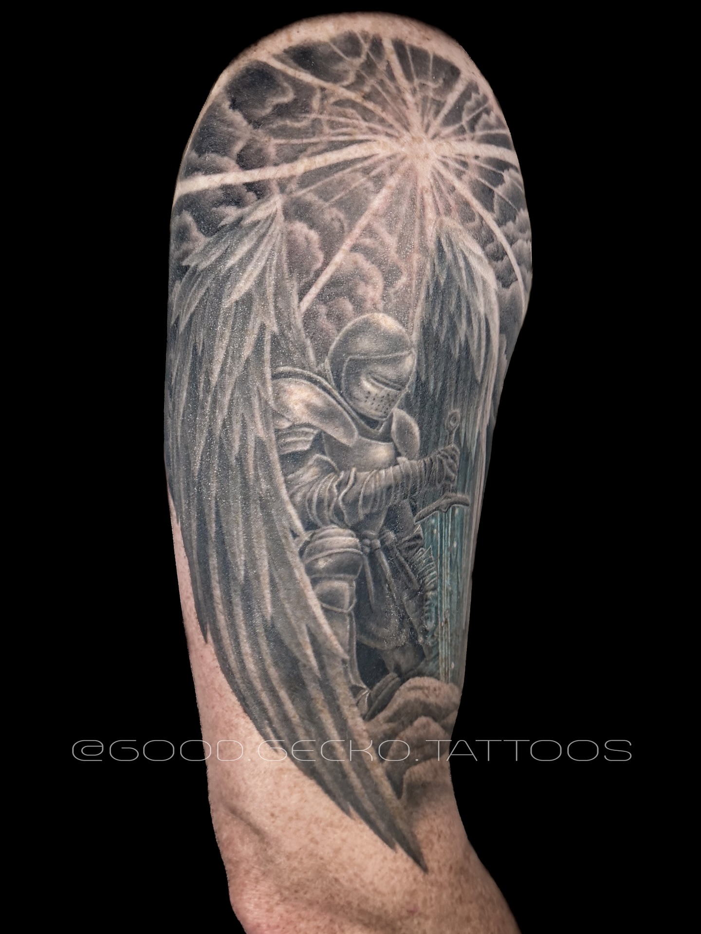 Tattoo by @good.gecko.tattoos — black_and_grey, realism