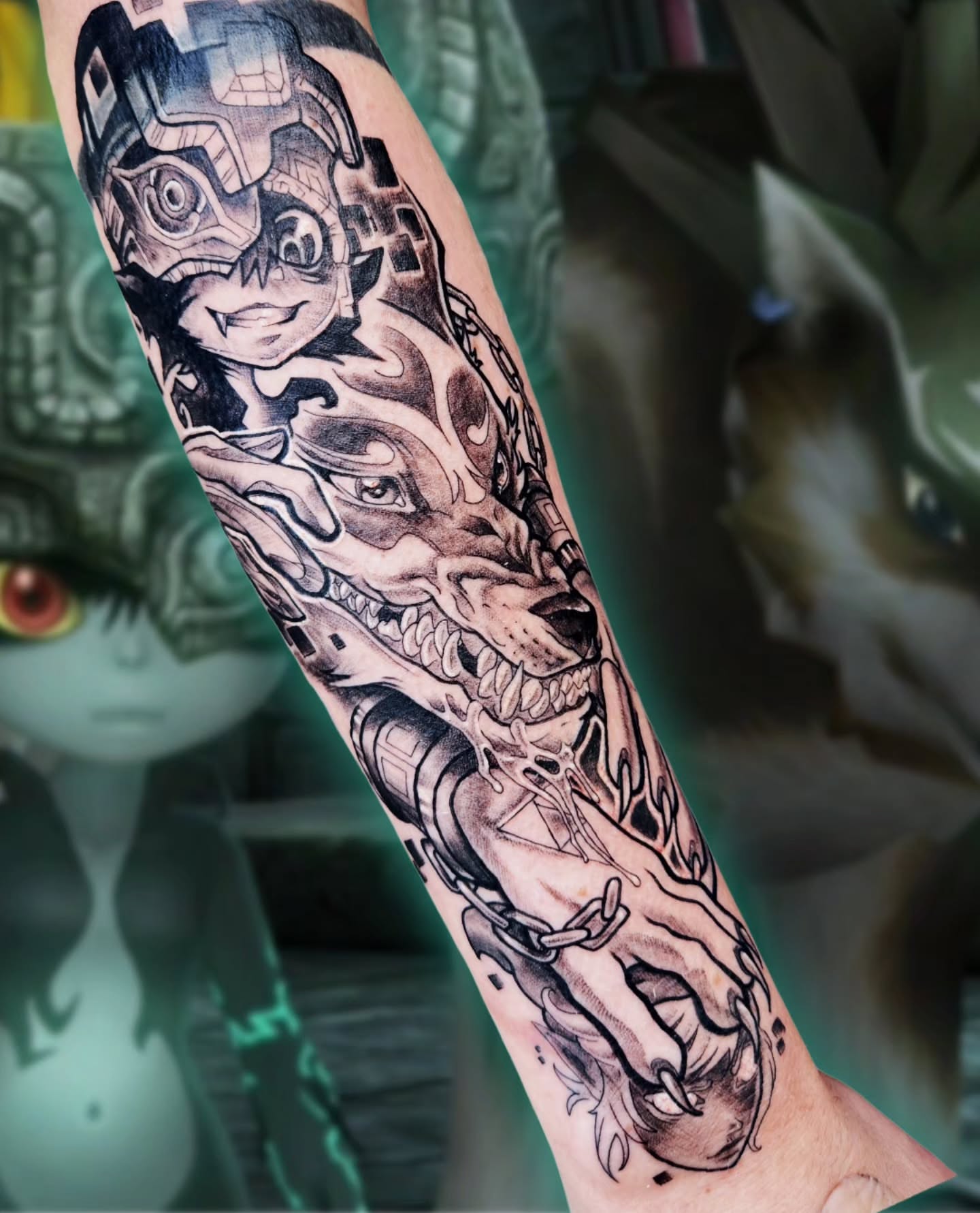 Tattoo by @narliehoodman — black_and_grey, geometric