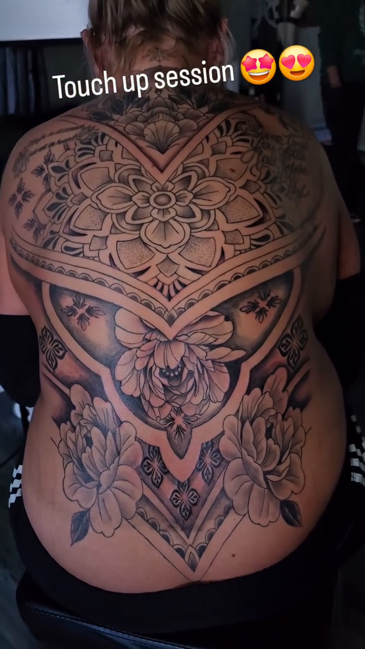 Ornate heart mandala with floral elements ornamental tattoo by Camuel Whaley