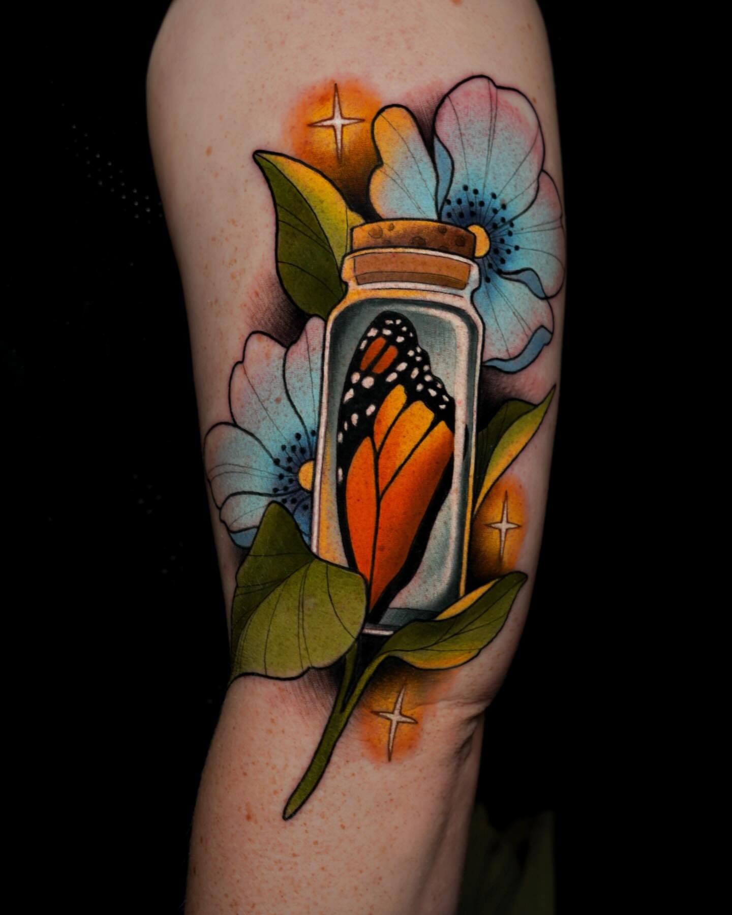 Tattoo by @sketchbrooke_ — american_traditional, dotwork
