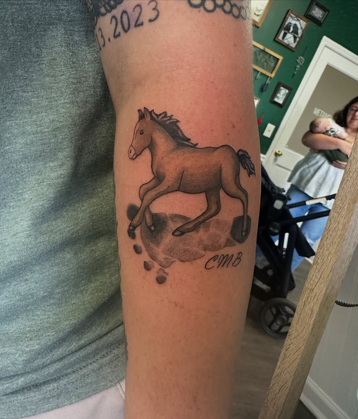 Galloping horse realism tattoo on the forearm by Cortnie, Nashville, Tennessee