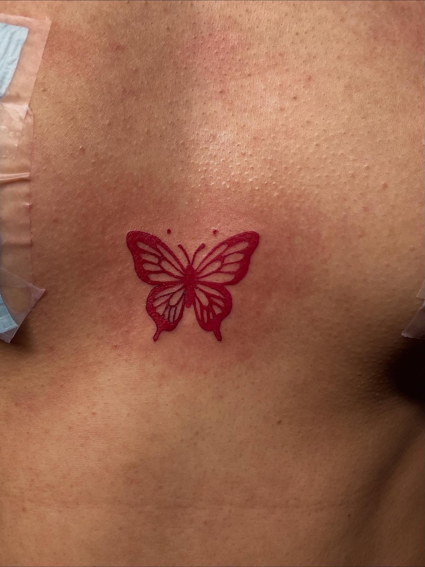 Butterfly geometric tattoo on the back by 😈headhuncho😈