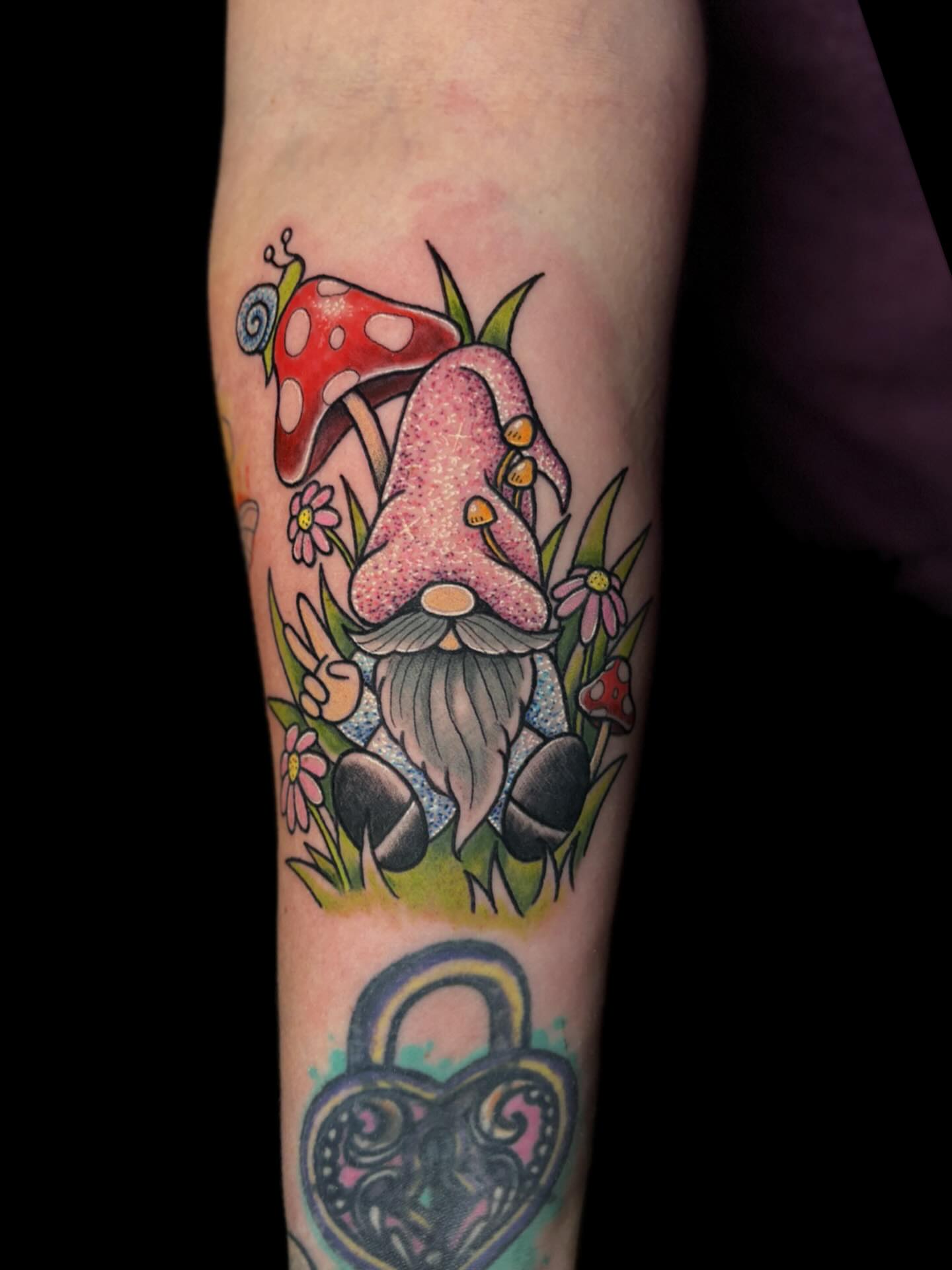 Gnome new school tattoo on the forearm by 🖤Sabrina Ryan🖤