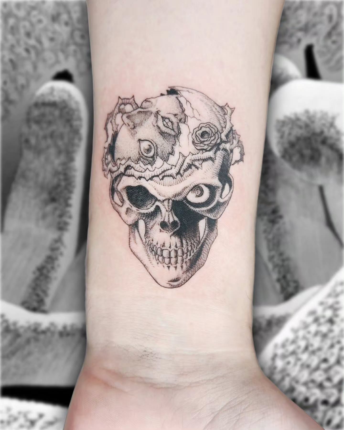 Tattoo by @narliehoodman — black_and_grey, realism