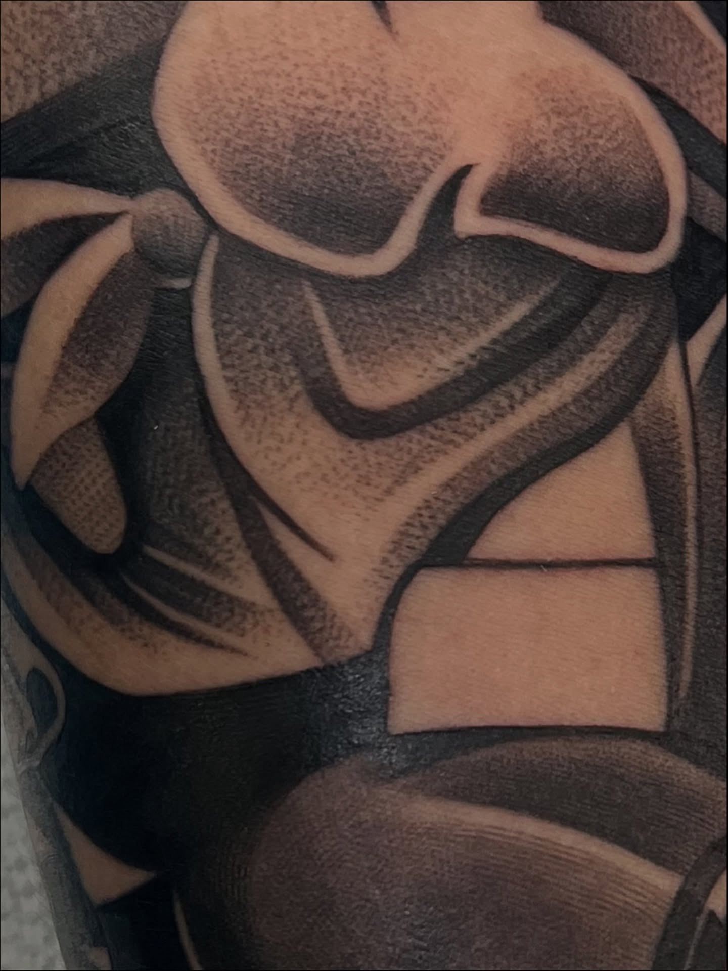 Abstract design dotwork tattoo on the chest by Bigtoons21