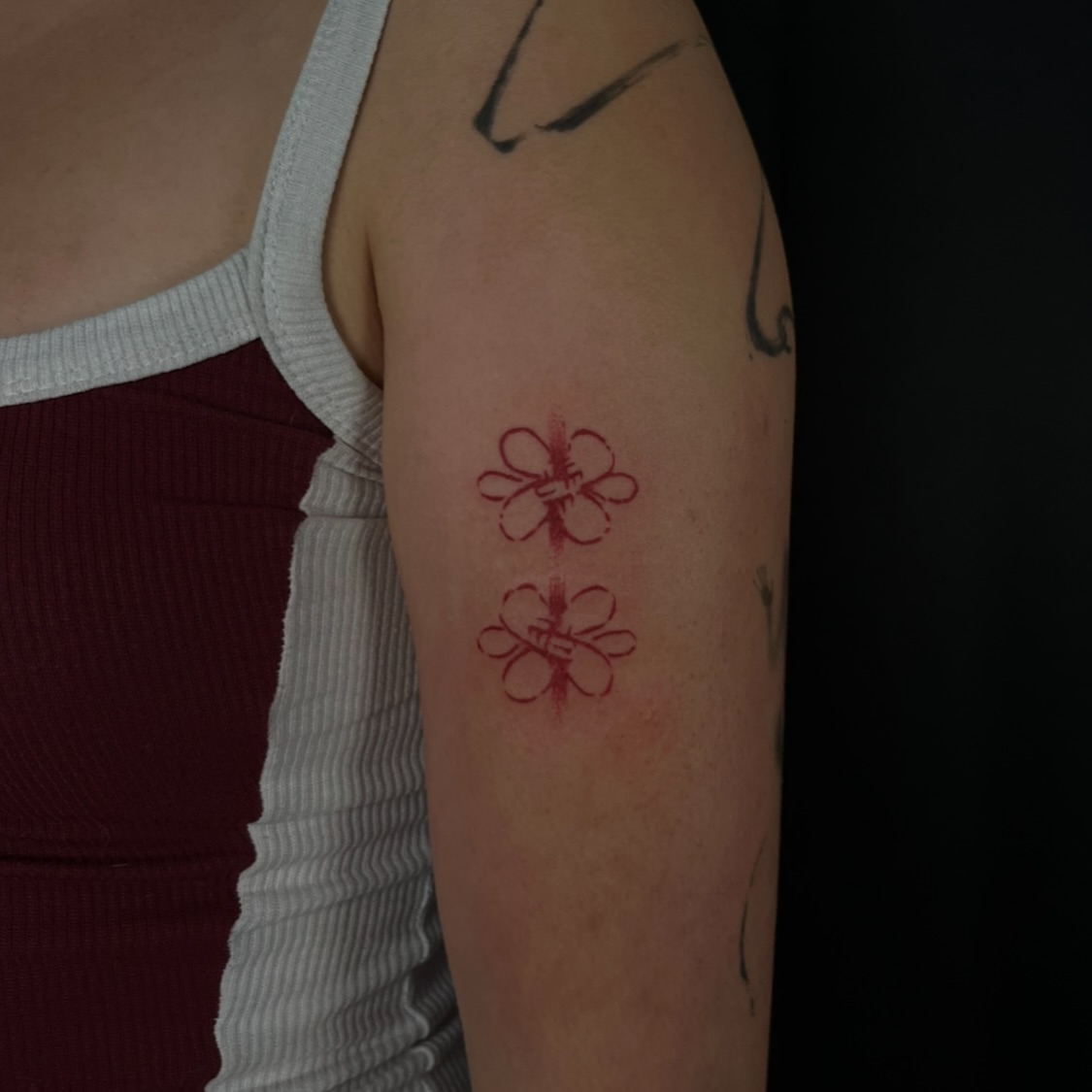 Cherry blossoms dotwork tattoo on the forearm by lela