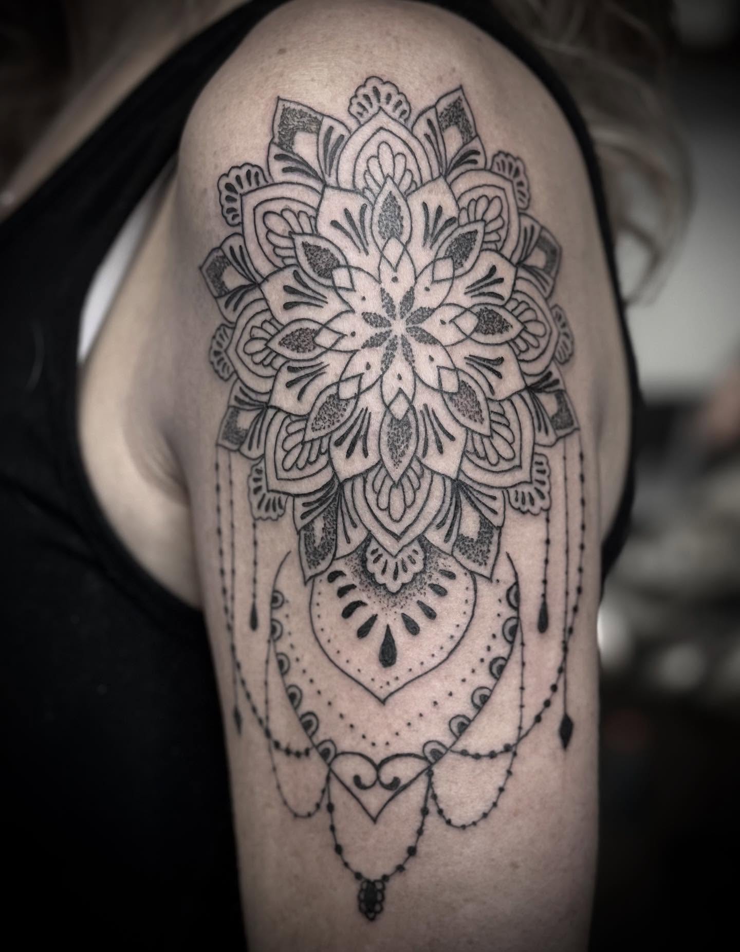 Tattoo by @tattoosbyhayden — dotwork, ornamental