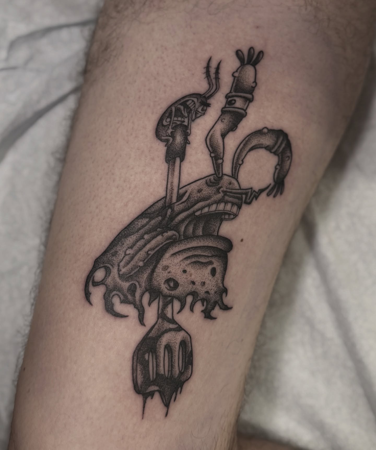 Tattoo by @welpfu — dotwork, black_and_grey