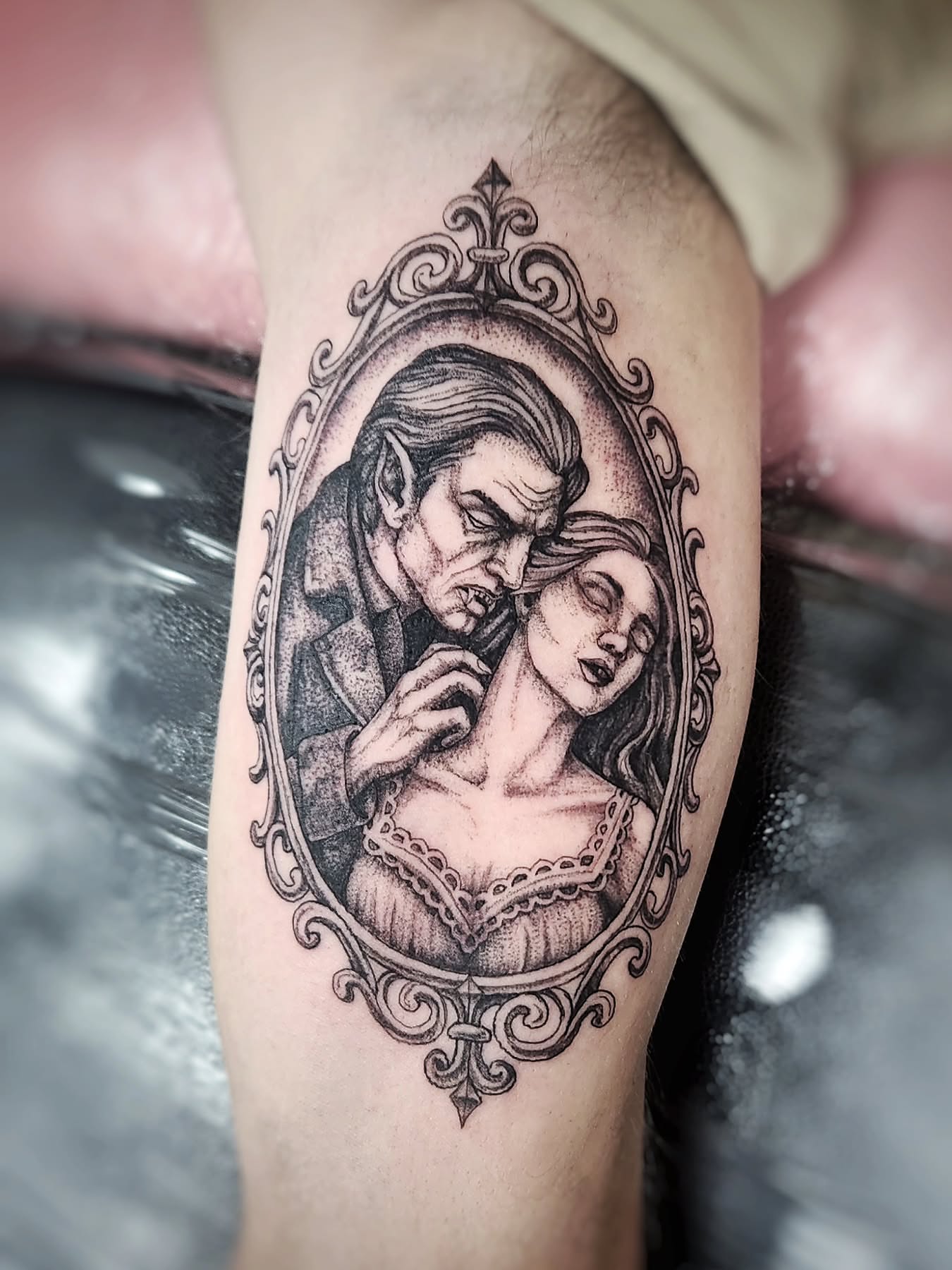Tattoo by @sacredgemometry — black_and_grey, realism