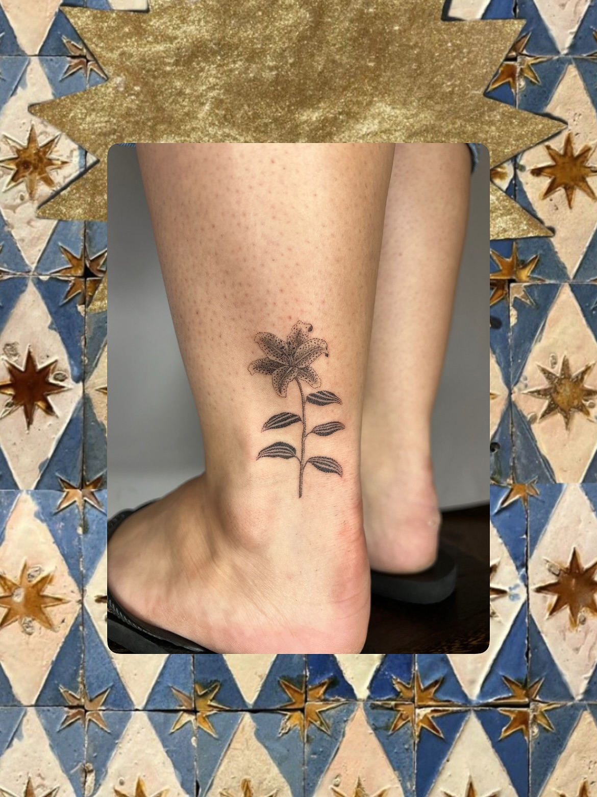 Flower black and grey tattoo on the calf by kait ❃ hartman