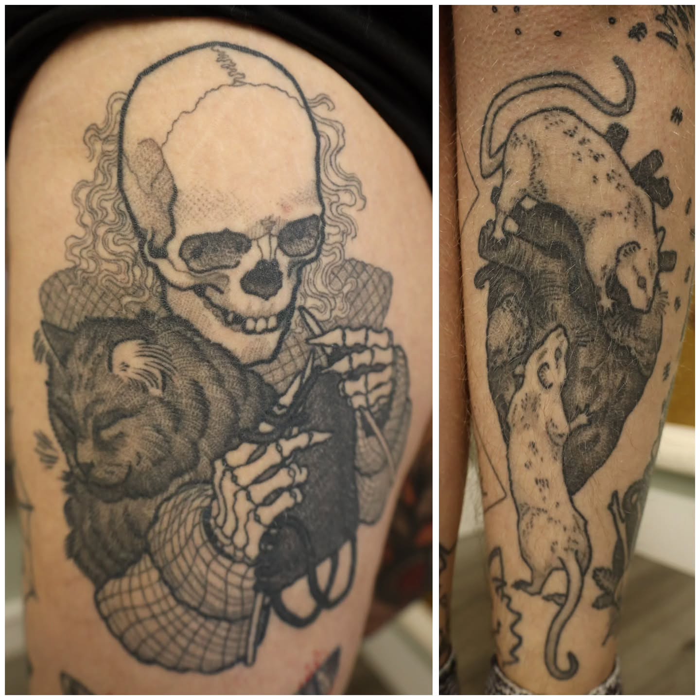 Tattoo by @catsclawtattoo — dotwork, black_and_grey