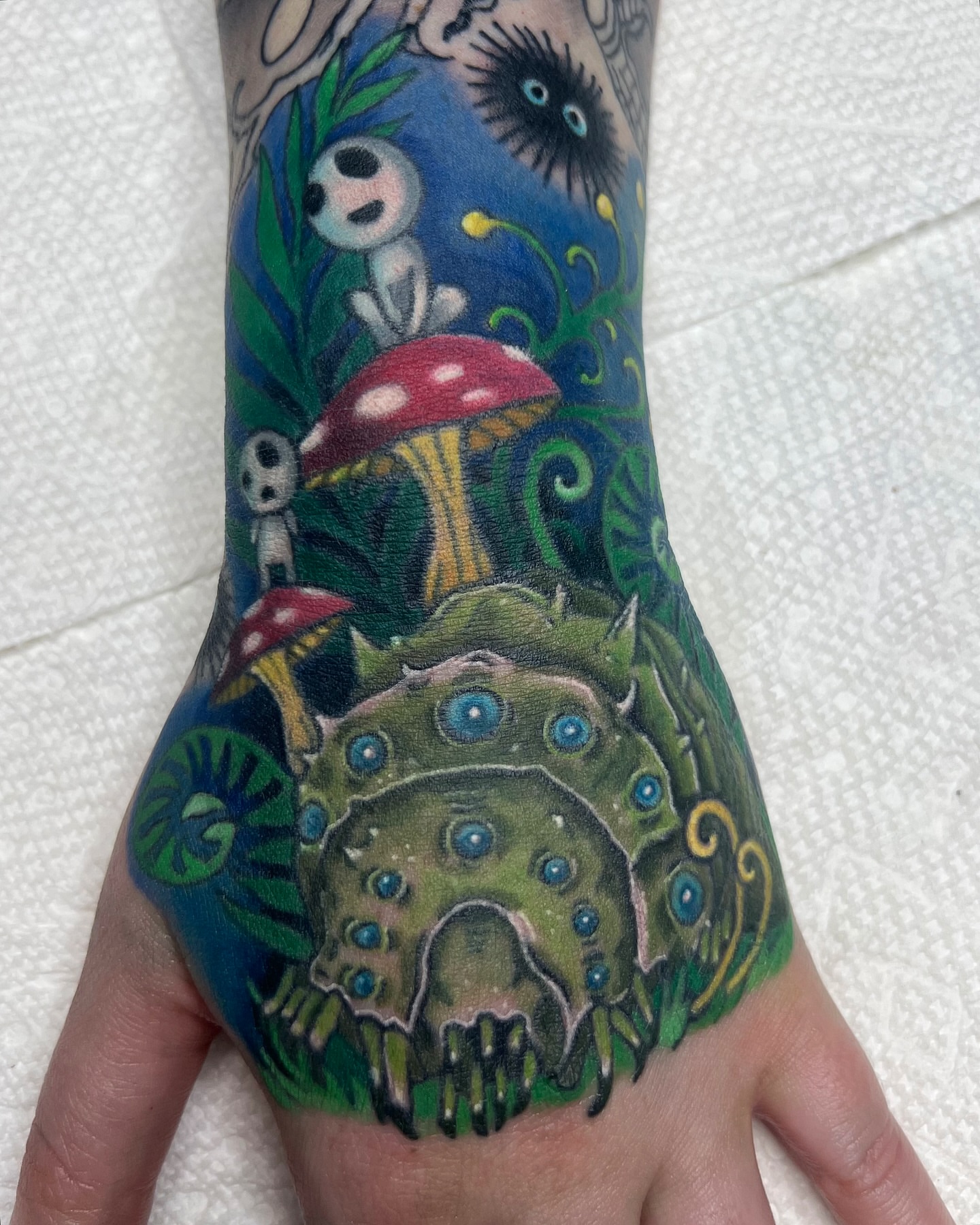 Tattoo by @luckyleftytattoos — dotwork, surrealism