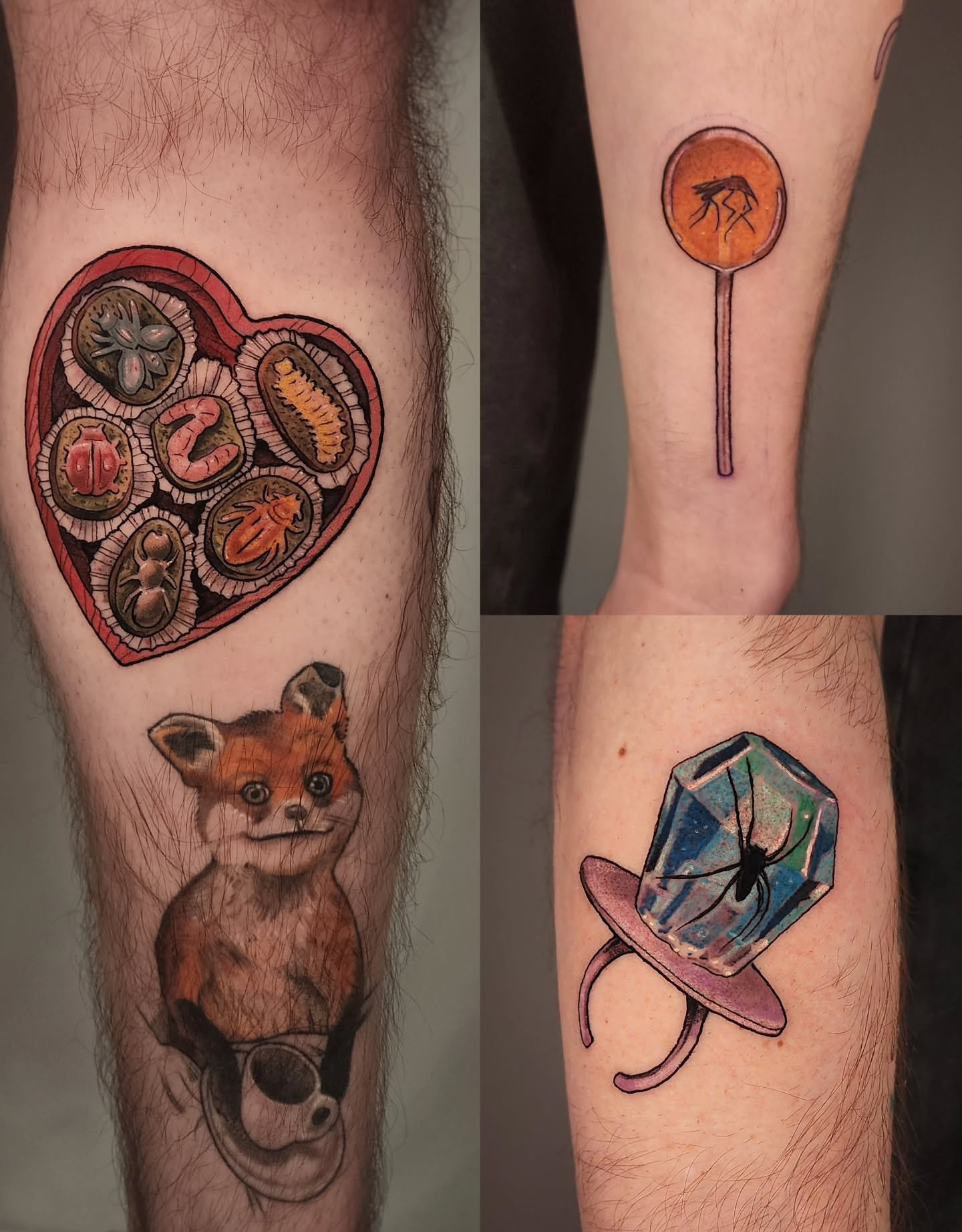 Heart with insects American traditional tattoo on the forearm by Whitney Caskey