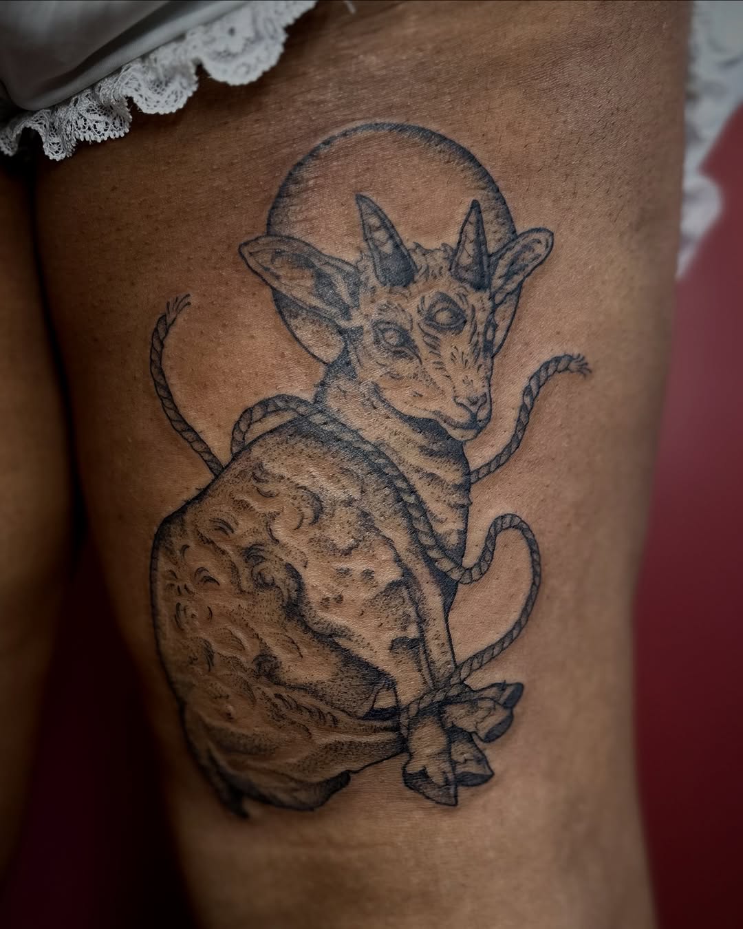 Tattoo by @racheltruskotattoos — black_and_grey, dark_realism