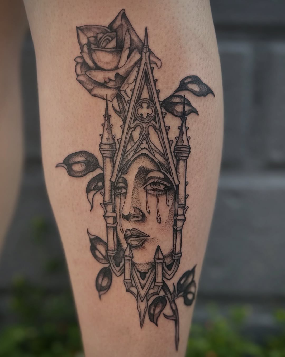 Tattoo by @racheltruskotattoos — black_and_grey, dark_realism