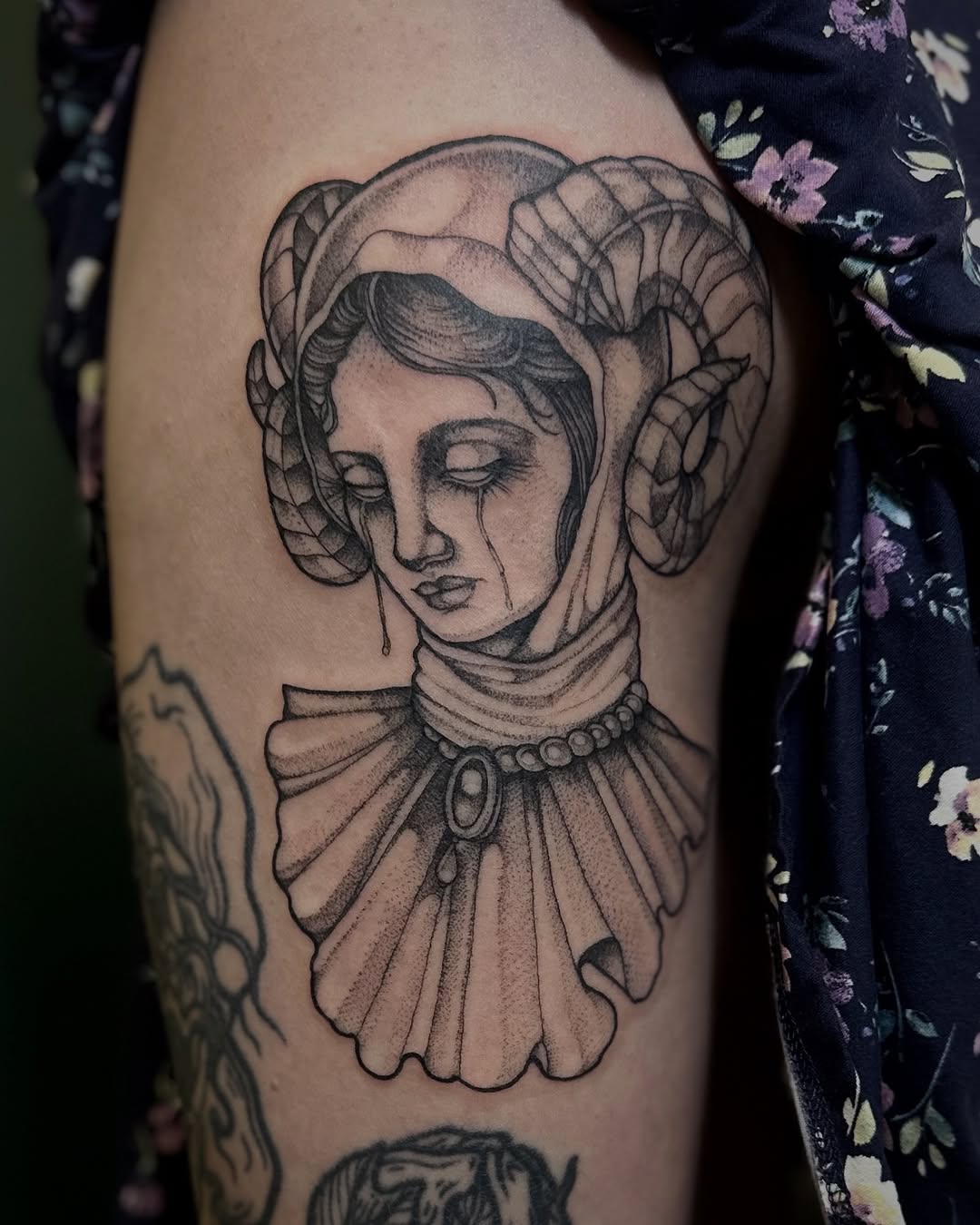 Tattoo by @racheltruskotattoos — black_and_grey, realism