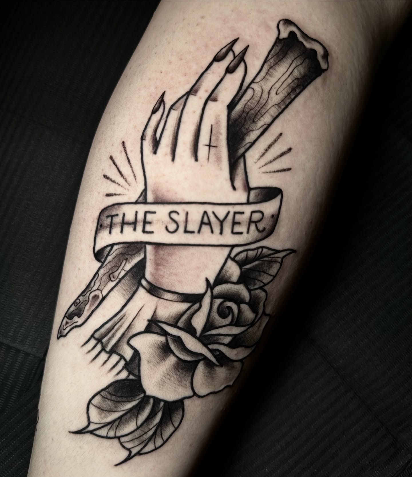 Tattoo by @caitycat.tattoos — american_traditional, black_and_grey