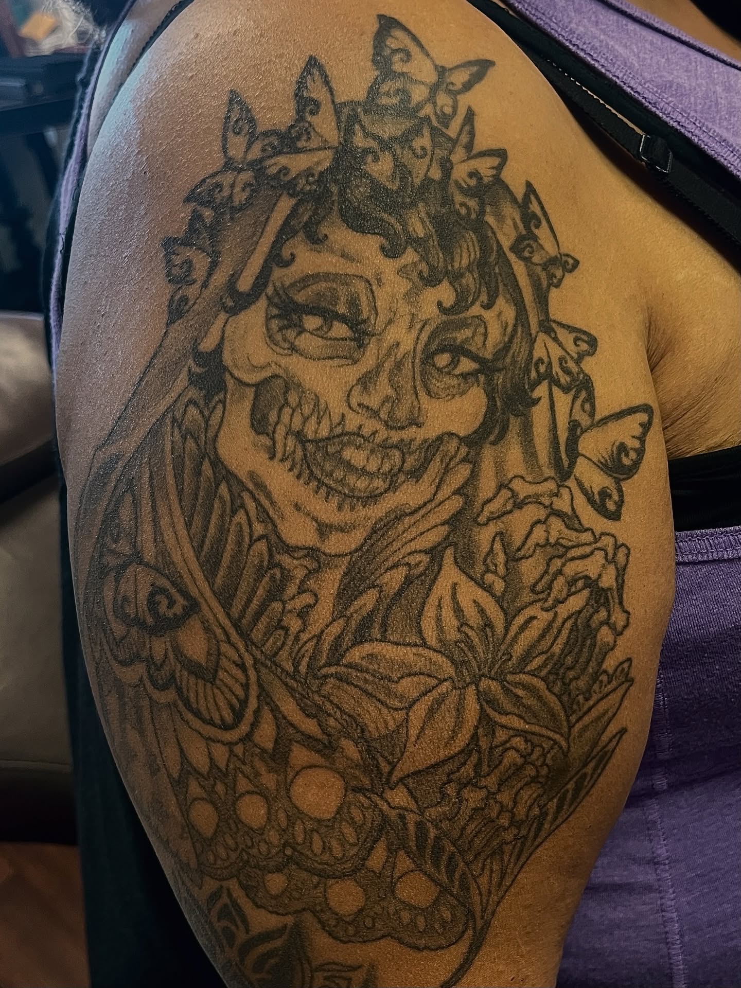 Tattoo by @caitoscreations — black_and_grey, realism