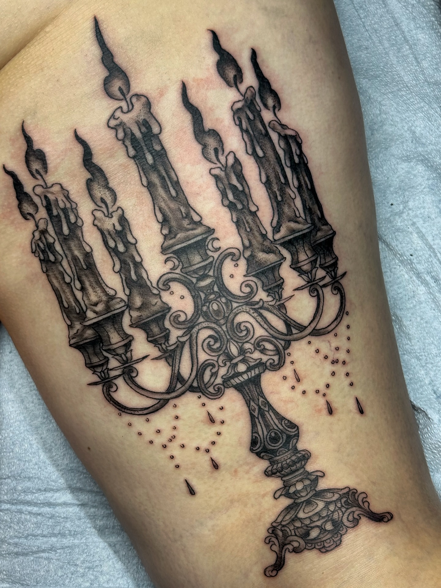 Tattoo by @rhiannontattoos — black_and_grey, dotwork