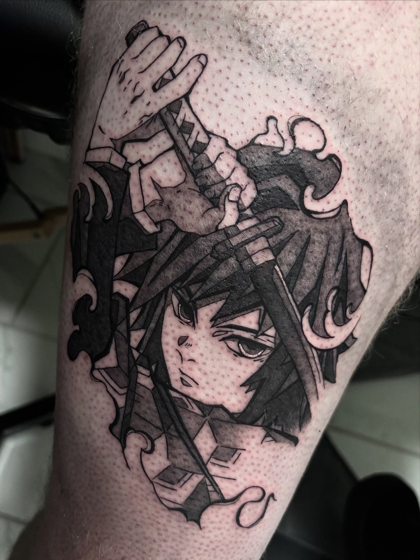Tattoo by @1nkzilla — anime, dotwork